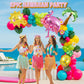 Flamingo Tropical Balloon Garland kit Hot Pink Teal Orange Mylar Pineapple Palm Ballloon arch For Summer Beach Hawaiian Luau Aloha Birthday Baby