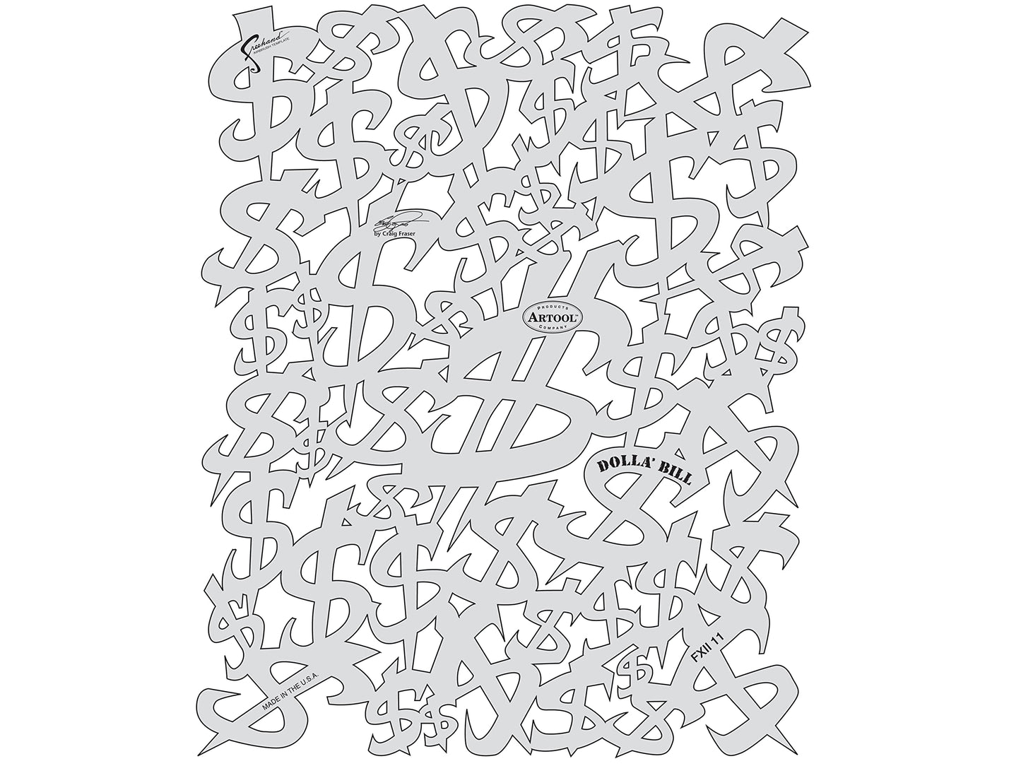 Artool Freehand Airbrush Templates, Dolla' Bill