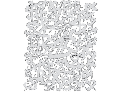 Artool Freehand Airbrush Templates, Dolla' Bill