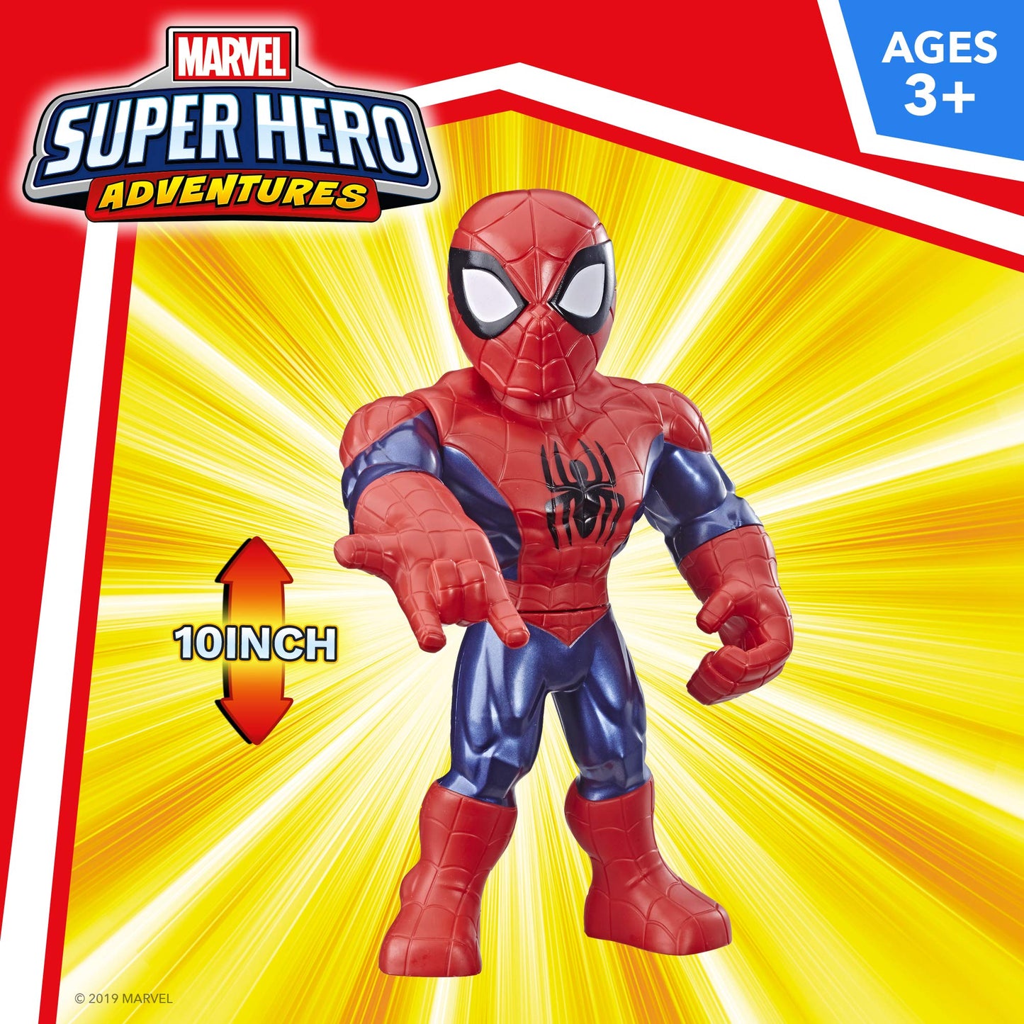 Playskool Heroes Mega Mighties Marvel Super Hero Adventures Web Warriors 3 Pack, Spider-Man, Kid Arachnid, Marvel’s Rhino, 10" Figures, Kids Ages 3