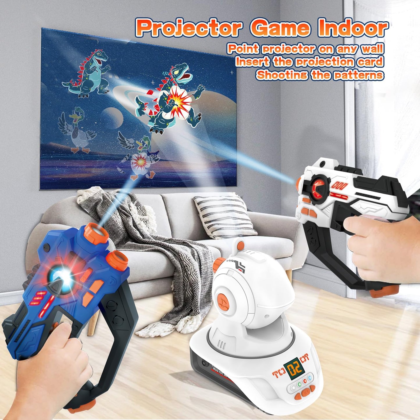 HISTOYE Laser Tag Guns Set of 2 with Projector Shooting Game for Kids Teens