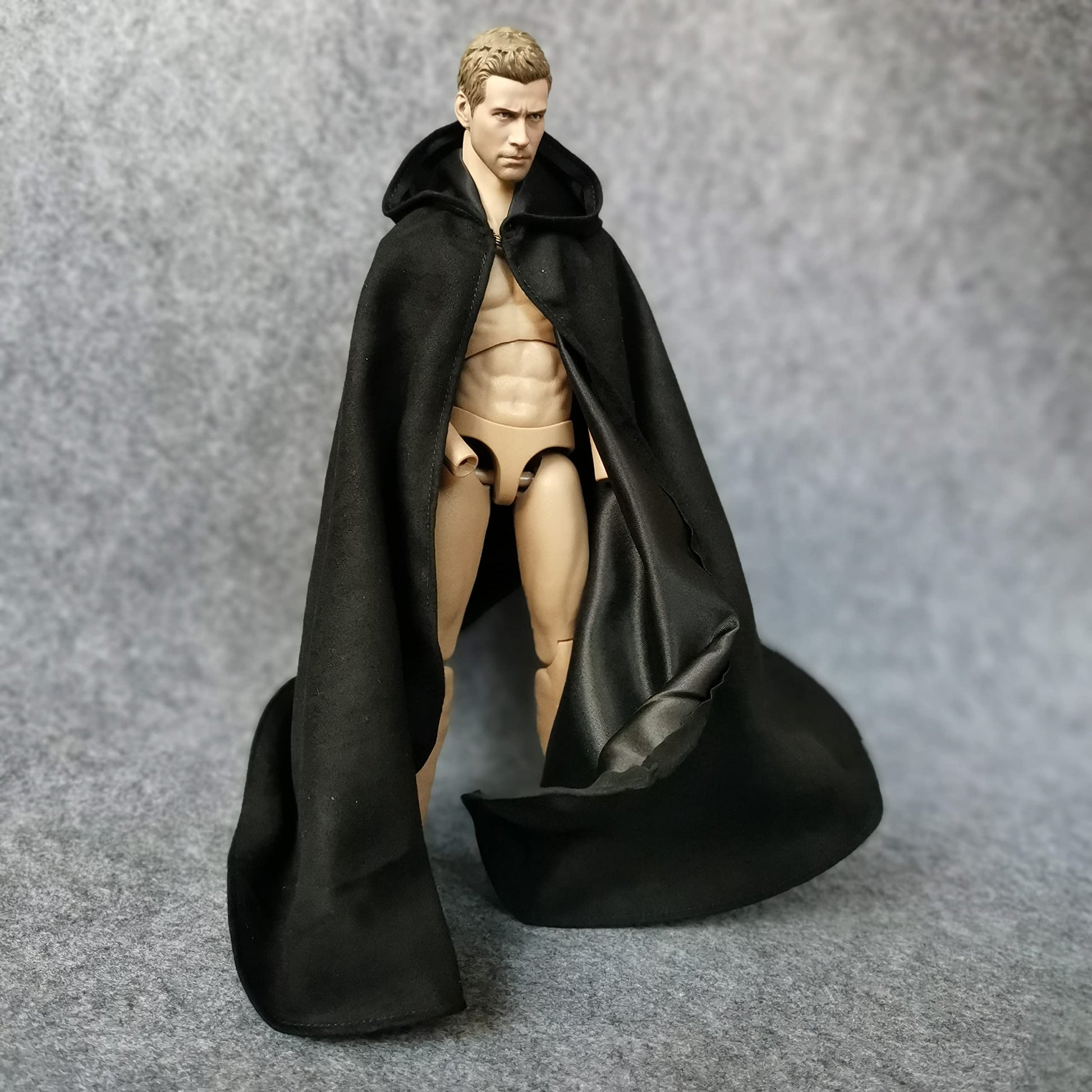 SSbeauty M 1:6 Scale Medival Knights Soldier Cloak Gown Hooded Cape with Iron Wire for 12" Action Figure (Black)