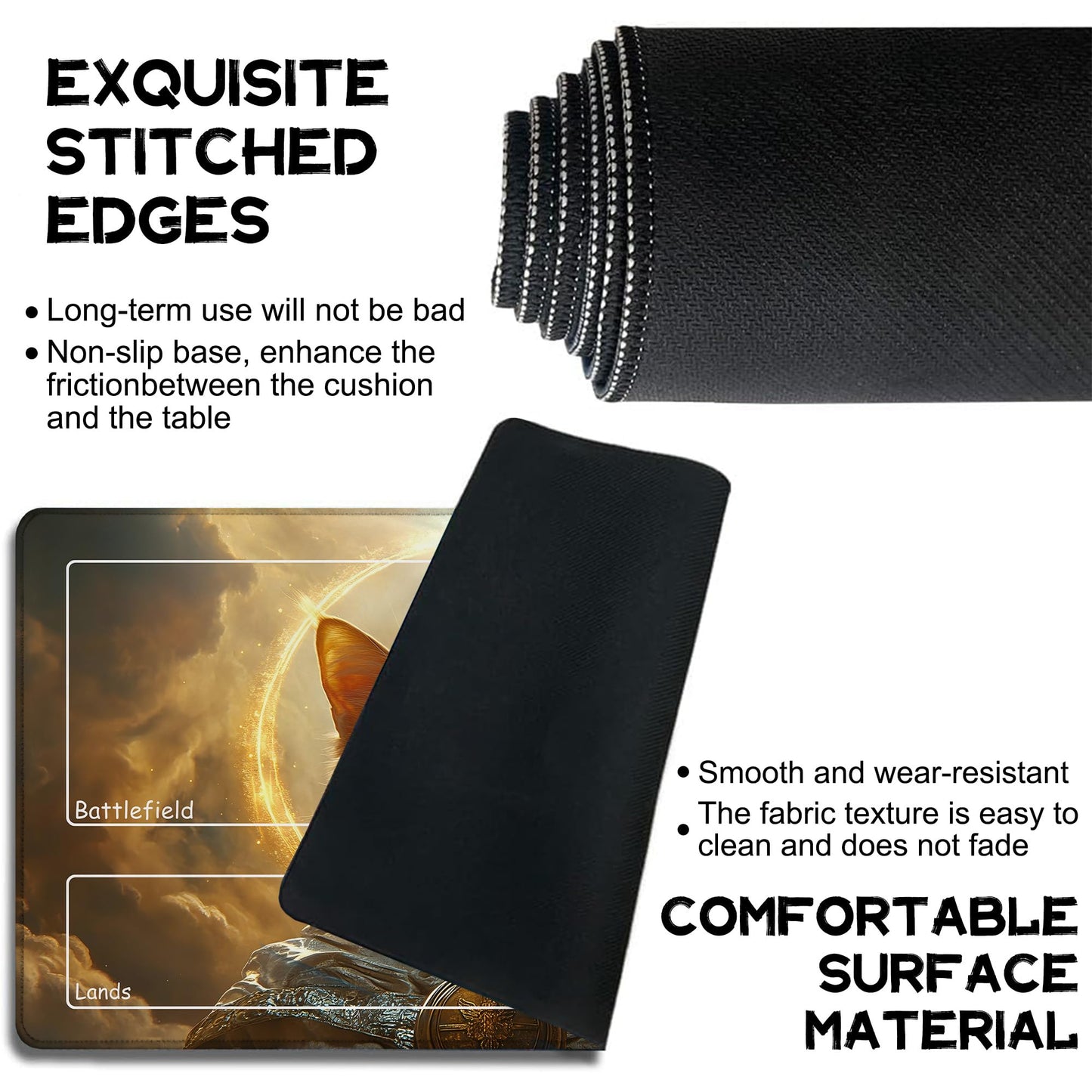 FOJEXBKAS for MTG Playmat 24 x 14 Inches Cat Magic Play Mat Card Game Mat for Magic The Gathering TCG PTCG Playmat with Free Storage Bags Non-Slip