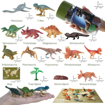 EXPLORACY 12 Mini Dinosaur Toys for Kids - Realistic T-Rex & Dino Figurines Playset for Toddlers Collectible Bath Animal Toys Sensory Bin Party Favors