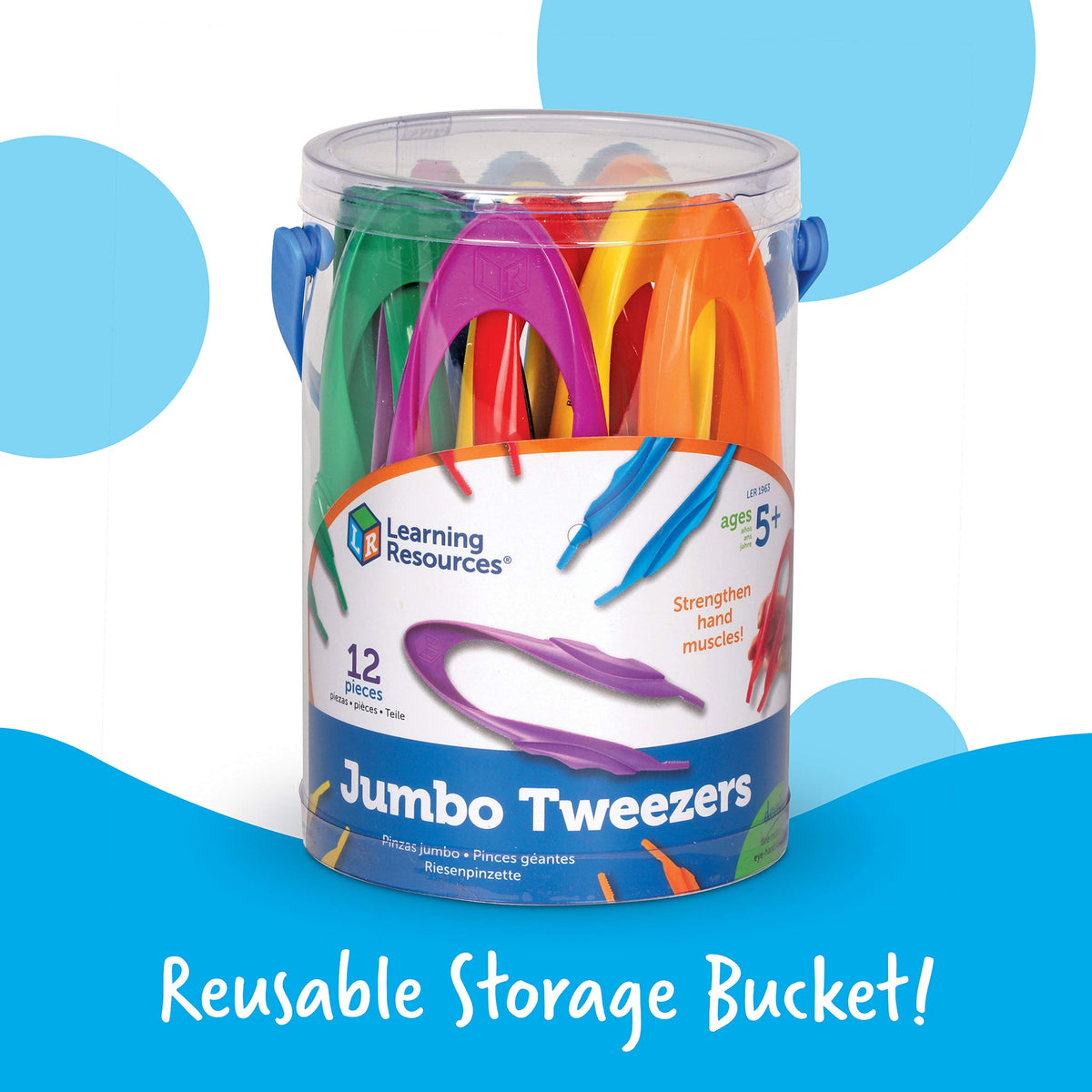 Learning Resources Jumbo Tweezers - Sensory Bin Tools , Water Table Toys, Montessori Grabber Tool, School and Teacher Supplies, Toddler Activities