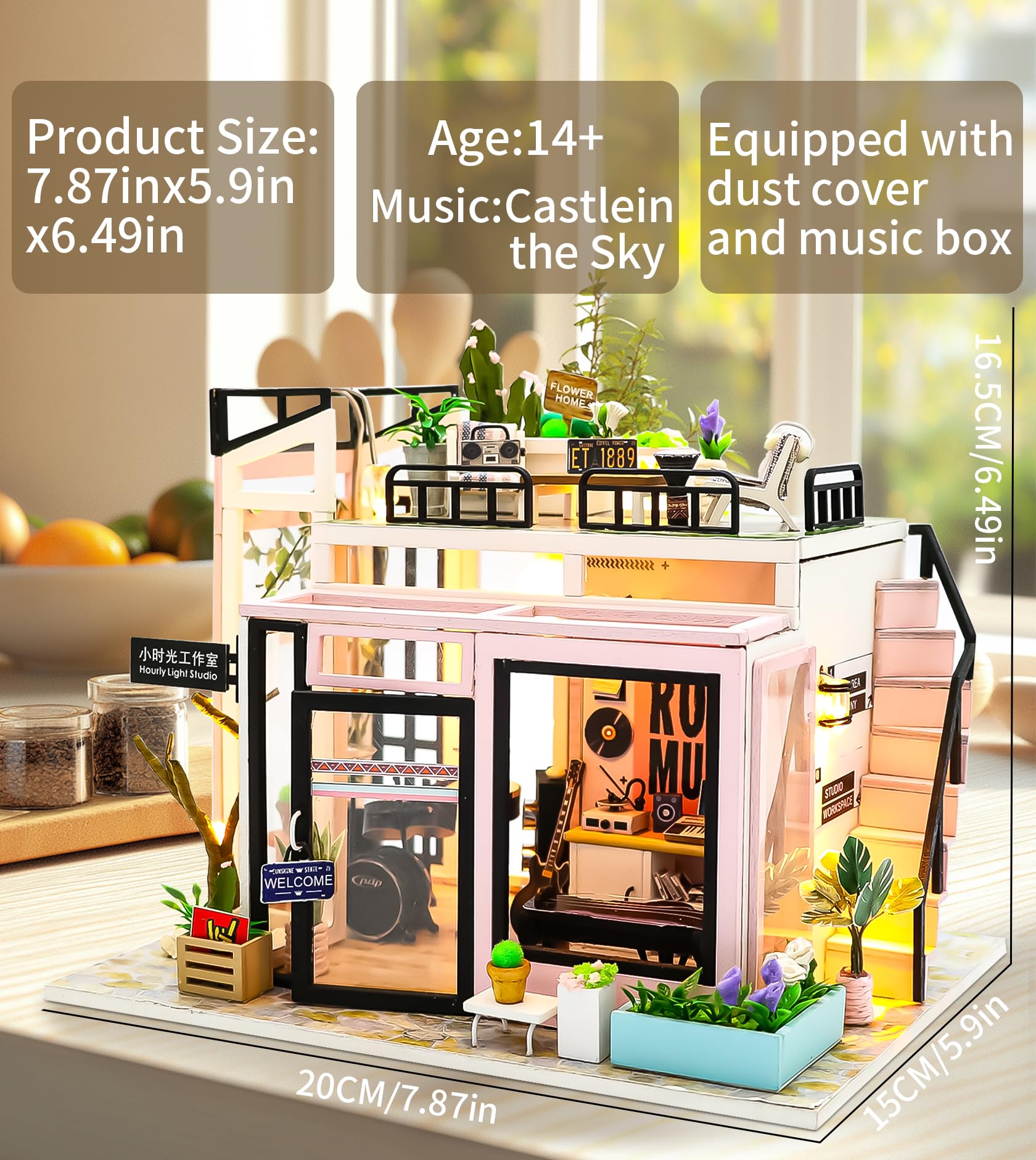 Spilay DIY Miniature Dollhouse Kit with Wooden Furniture,DIY Dollhouse Kit with Dust Proof and Music Movement,1:24 Scale Creative Room for Romantic