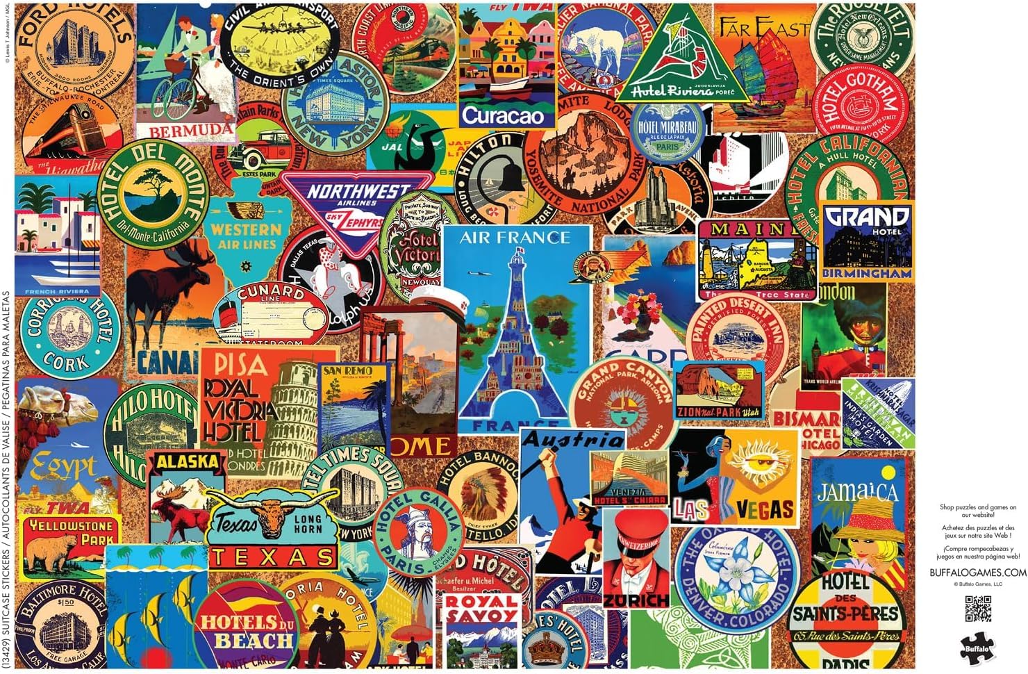 Buffalo Games Lewis T Johnson, Suitcase Stickers, 1000 Piece Jigsaw Puzzle
