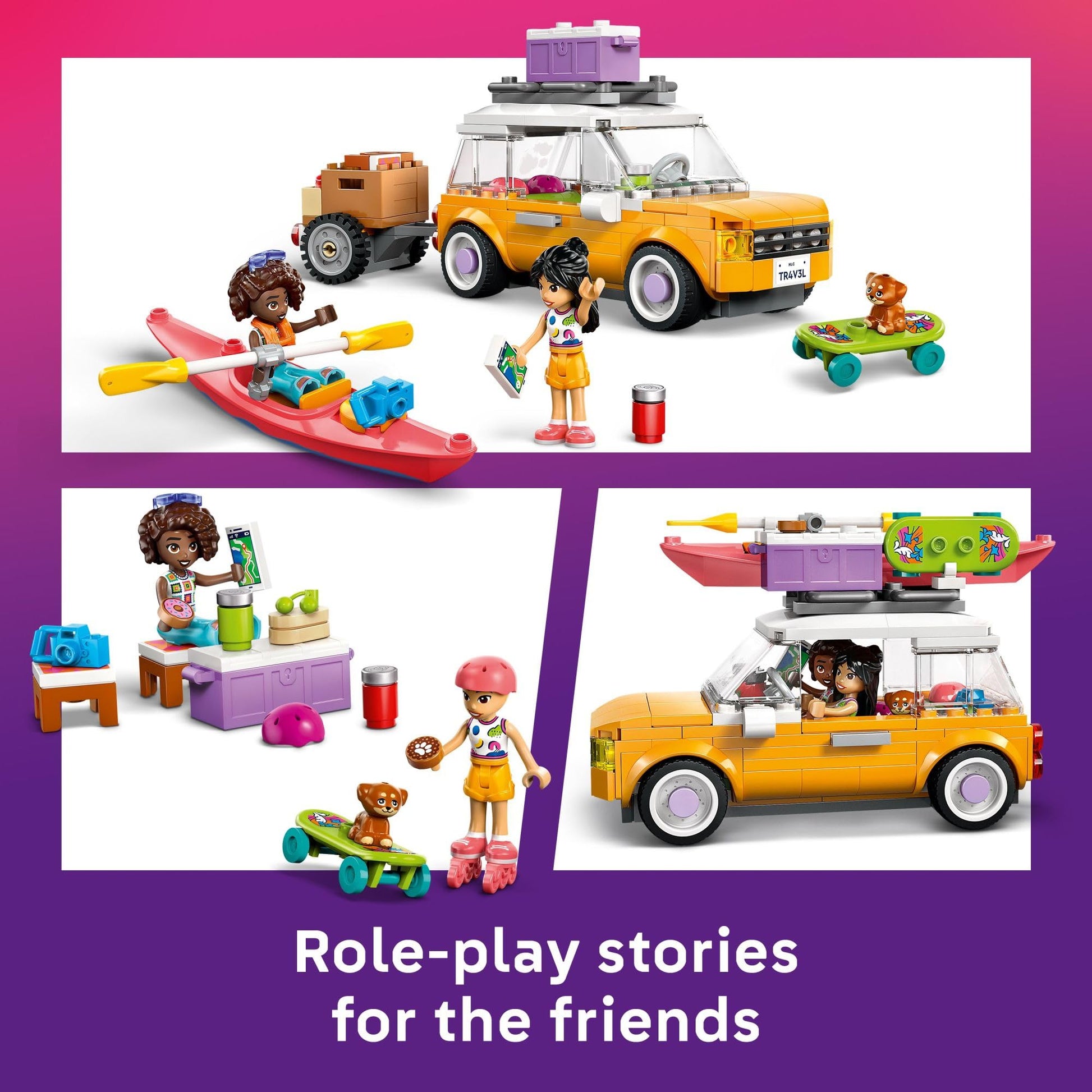 LEGO Friends Friendship Road-Trip Travel Car Toy - Buildable Storytelling Playset with Pretend Play Toys and Puppy Figurine - Fun Birthday Gift Idea
