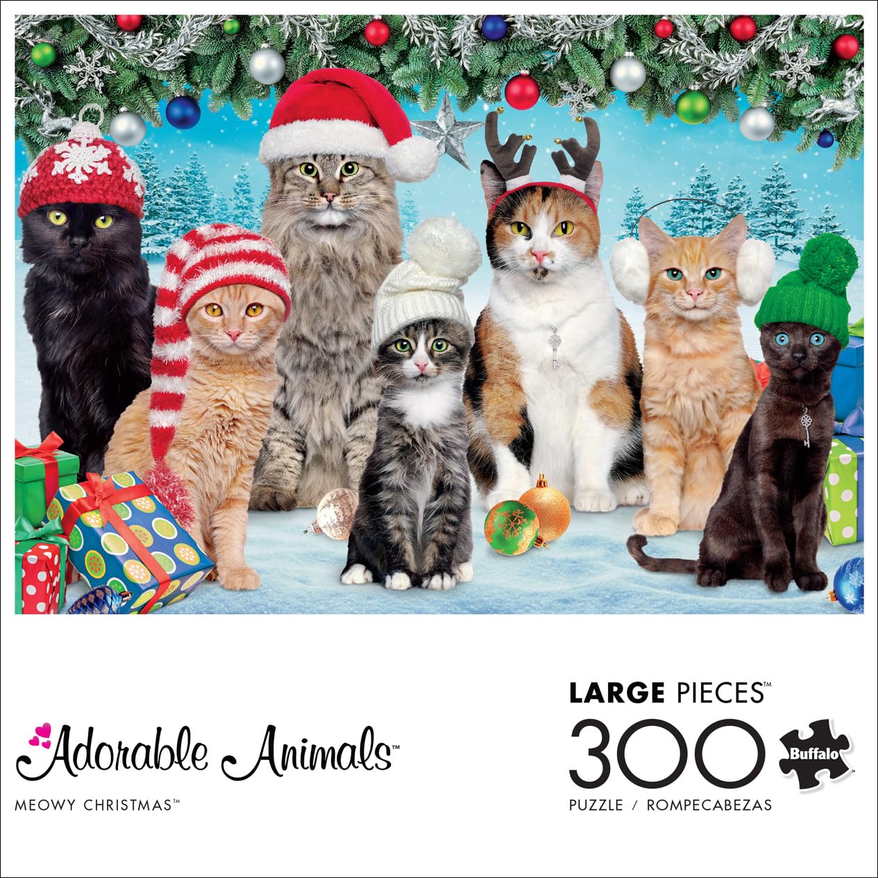 Buffalo Games - Meowy Christmas - 300 Large Piece Jigsaw Puzzle for Adults