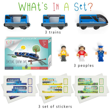 KipiPol Battery Operated Action Locomotive Toy Train Set for Wooden Tracks, (Magnetic)-Compatible with Thomas The Train Toys, Brio Tram Set