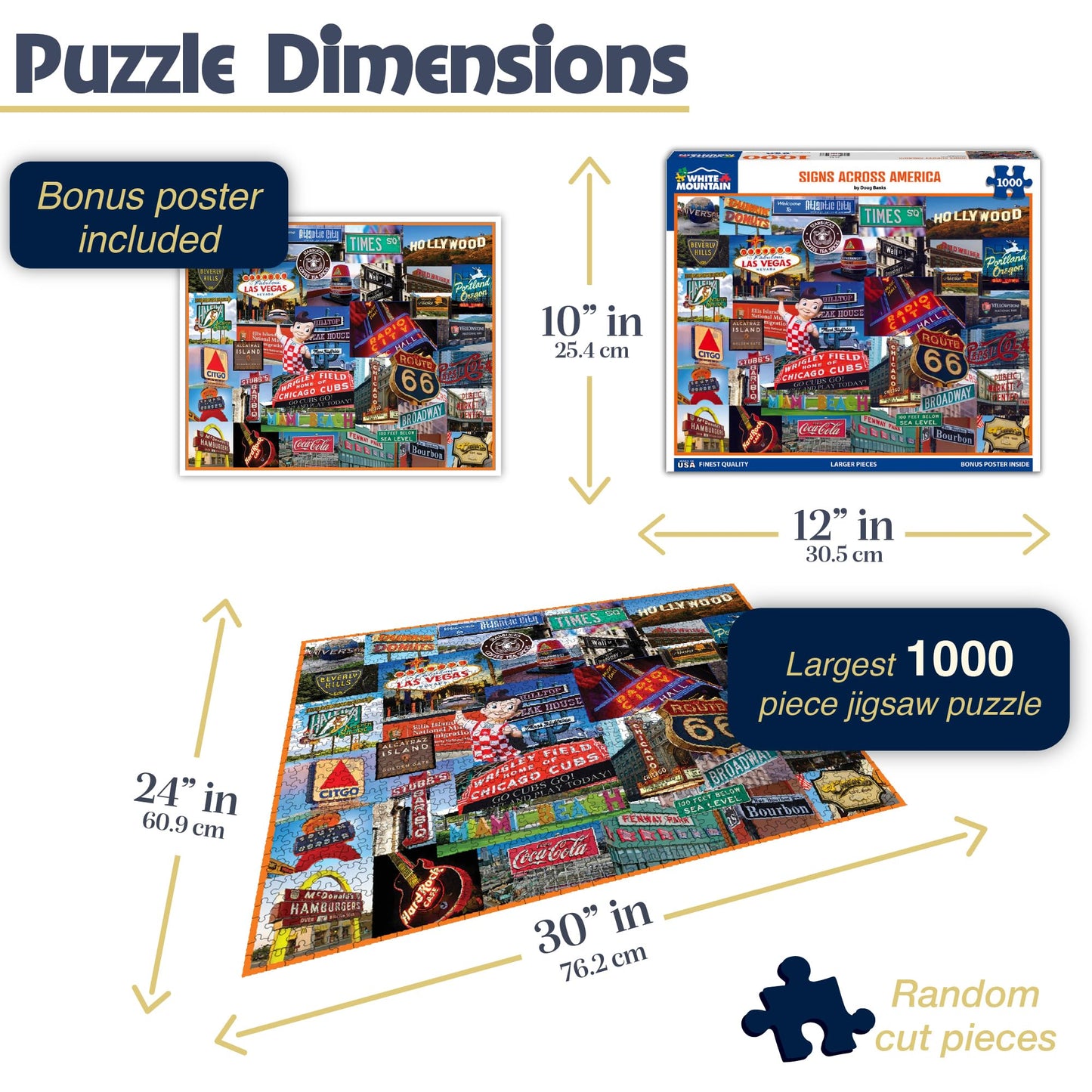 White Mountain 1000 Piece Jigsaw Puzzle, Signs Across America States