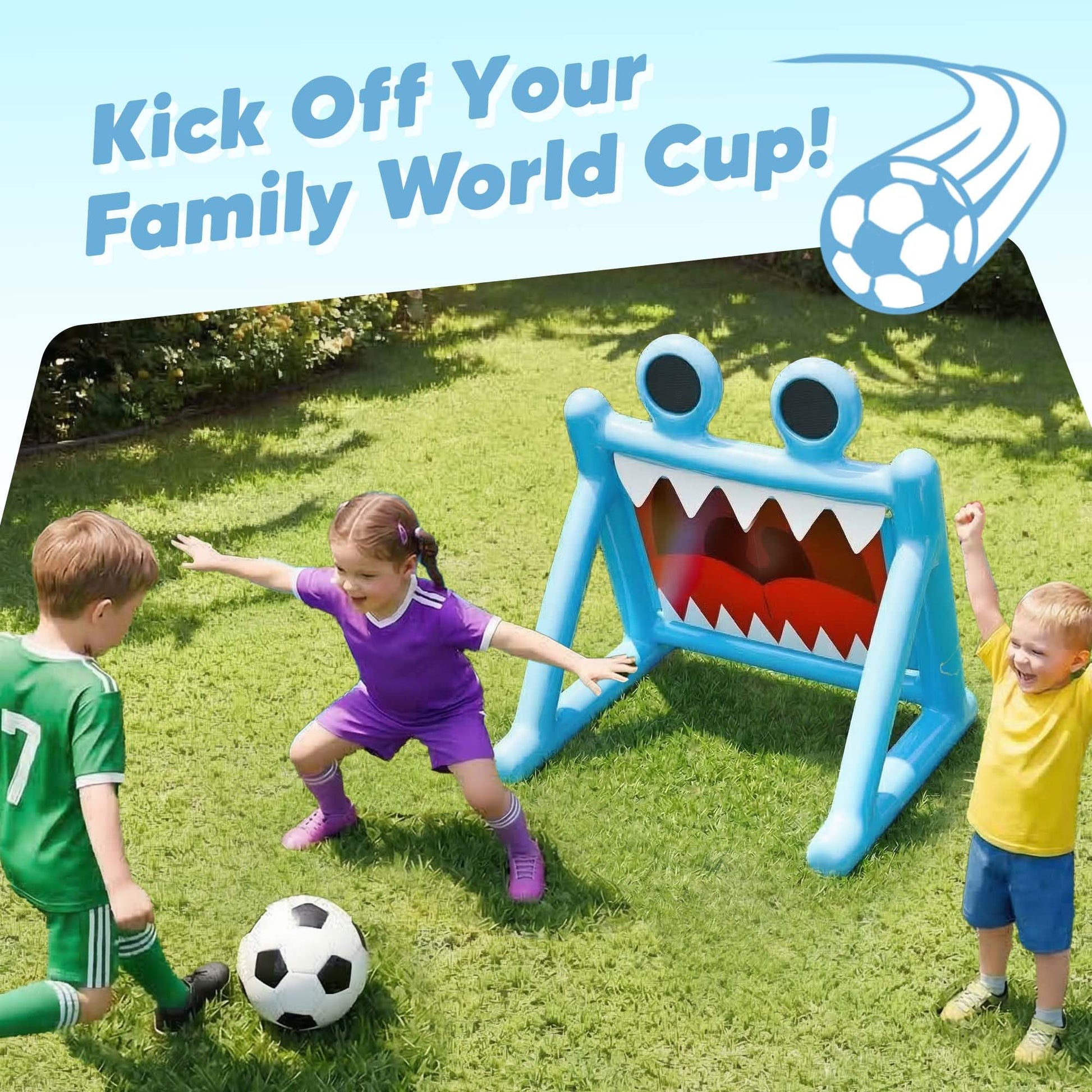 Funscape Kid Soccer Pool Toy, 2-in-1 Inflatable Soccer Goal Water Pool Game