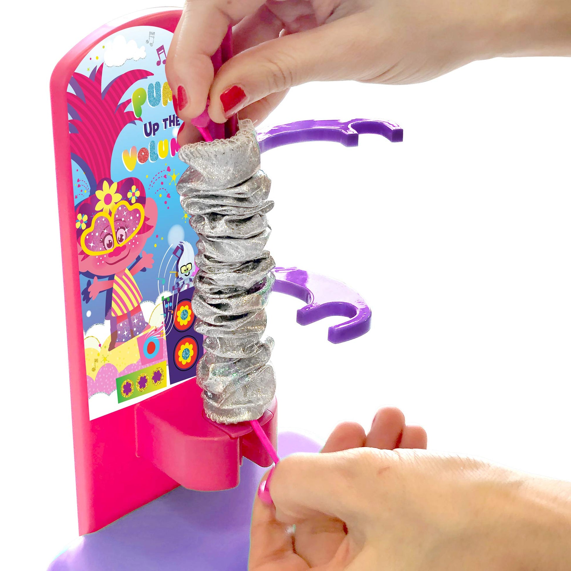 Trolls World Tour Scrunchie Maker by Horizon Group USA. Create 12 Personalized Trolls Hair Scrunchies. Mix & Match Fun Fabrics. Glue in Fun Sequins