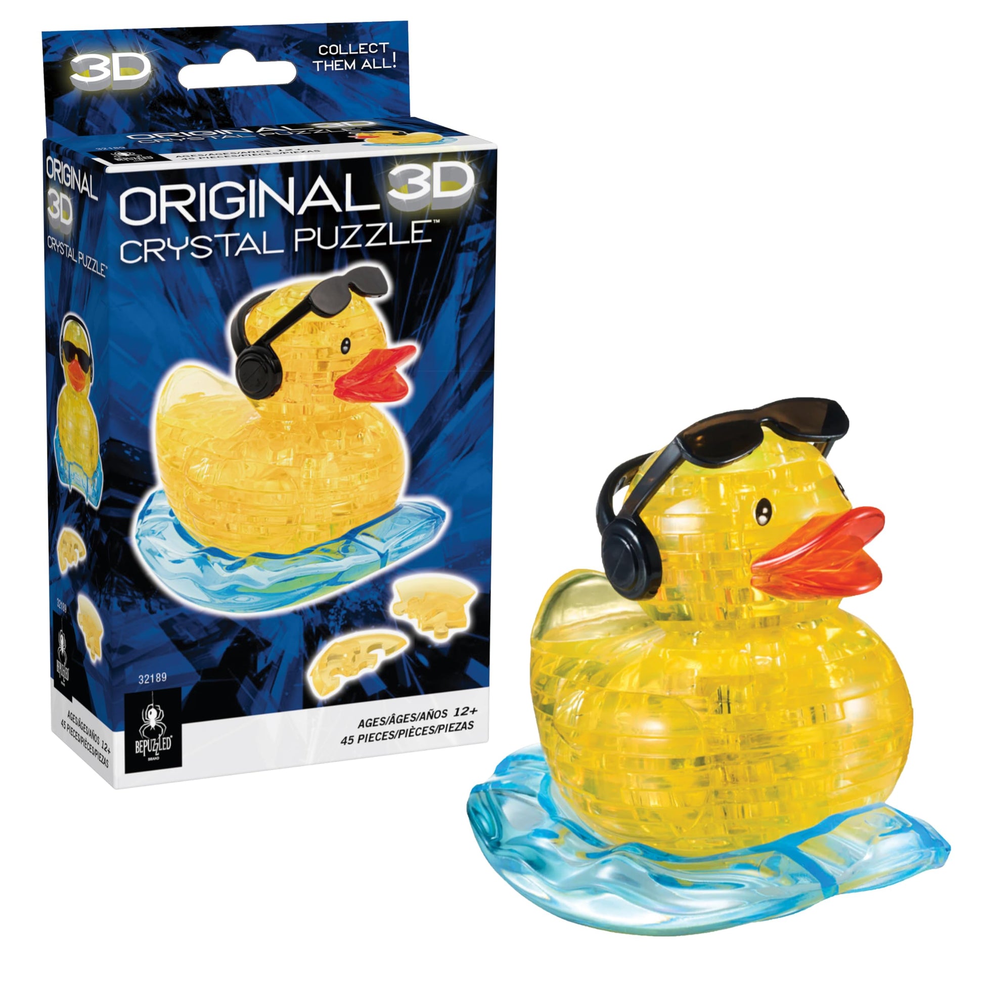 Yellow Rock'n Duck Crystal 3D Puzzle, 45-Pc Brain Teaser, Ages 12+