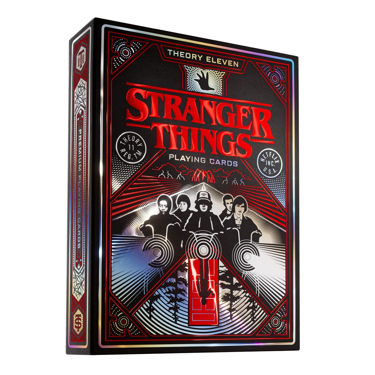 theory11 Stranger Things Playing Cards - Upside Down Sci-Fi Horror Poker Deck with Holographic Foil Box, Magic, Cardistry, Game Night Gift for Fans