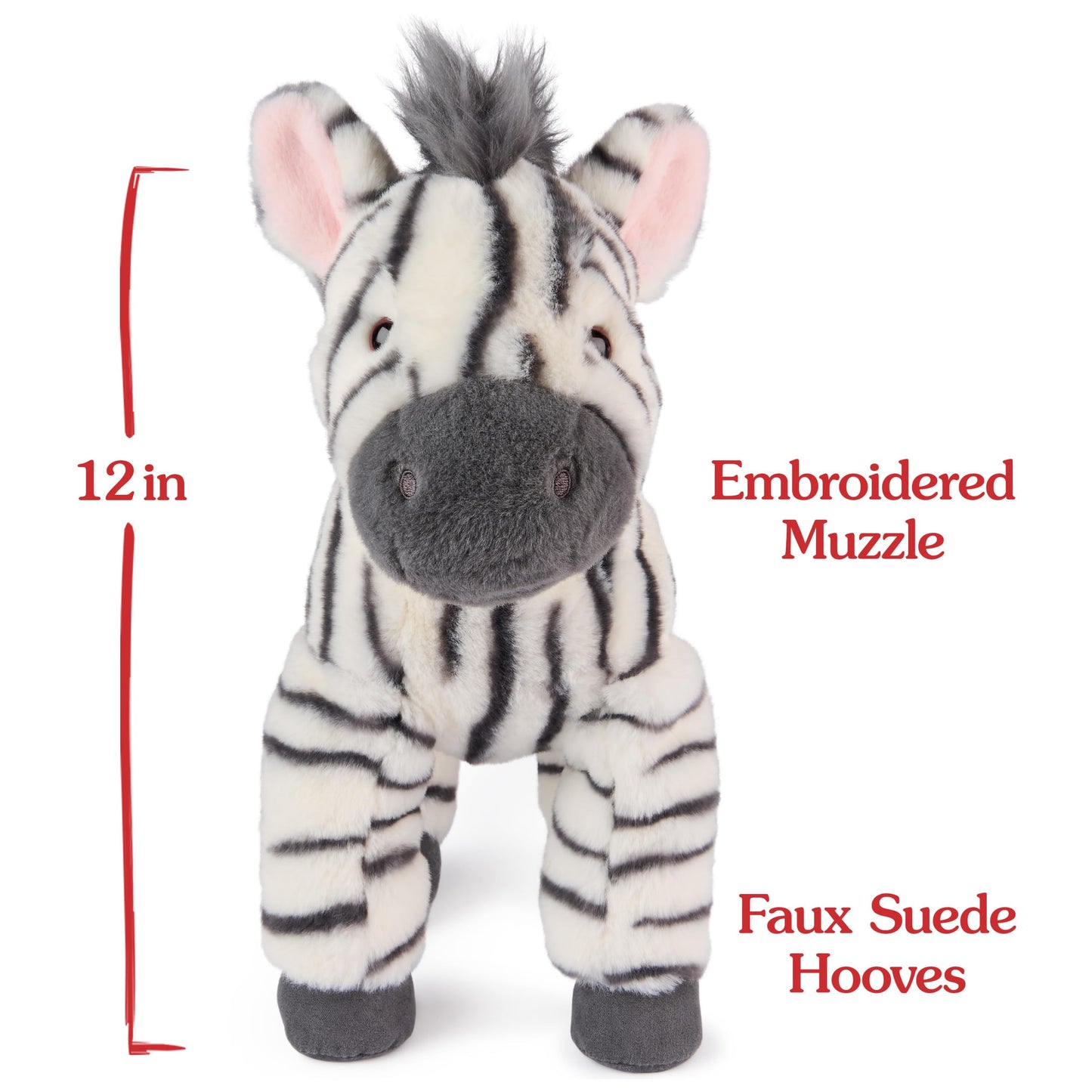GUND Gemma Zebra Plush, Zebra Stuffed Animal for Ages 0 and Up, Gray/White, 12"
