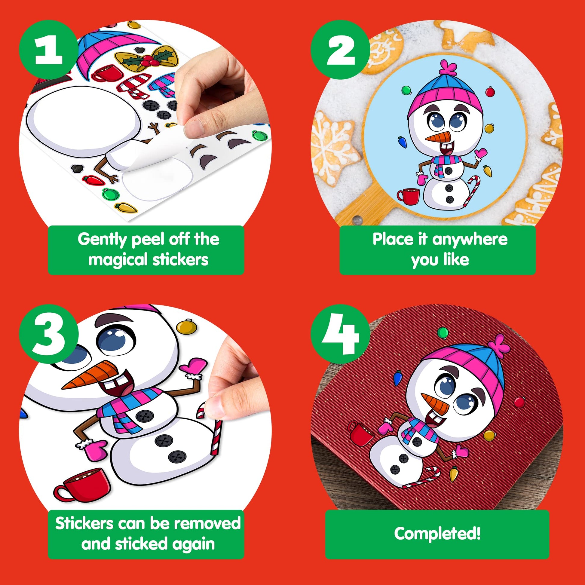 JOYIN 36 Pcs Christmas Make-a-face Sticker Sheets Make Your Own Xmas Characters Mix and Match Sticker with Full Body Design Reindeer, Snowman, Elf