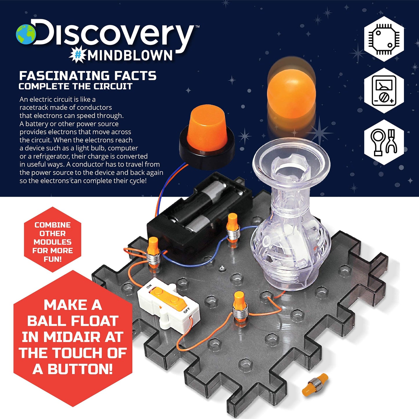 Discovery #MINDBLOWN Action Circuitry Electronic Experiment Mini STEM Set, Build-it-Yourself Engineering Toy Kit, Explore The Science of Motion