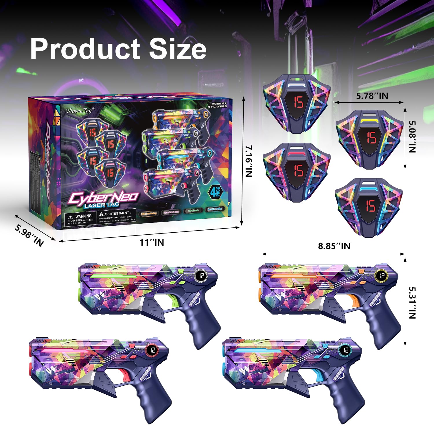 Laser Tag Guns Set of 4 with Vests - Gifts for Teenage Boys Girls Ages 8-12