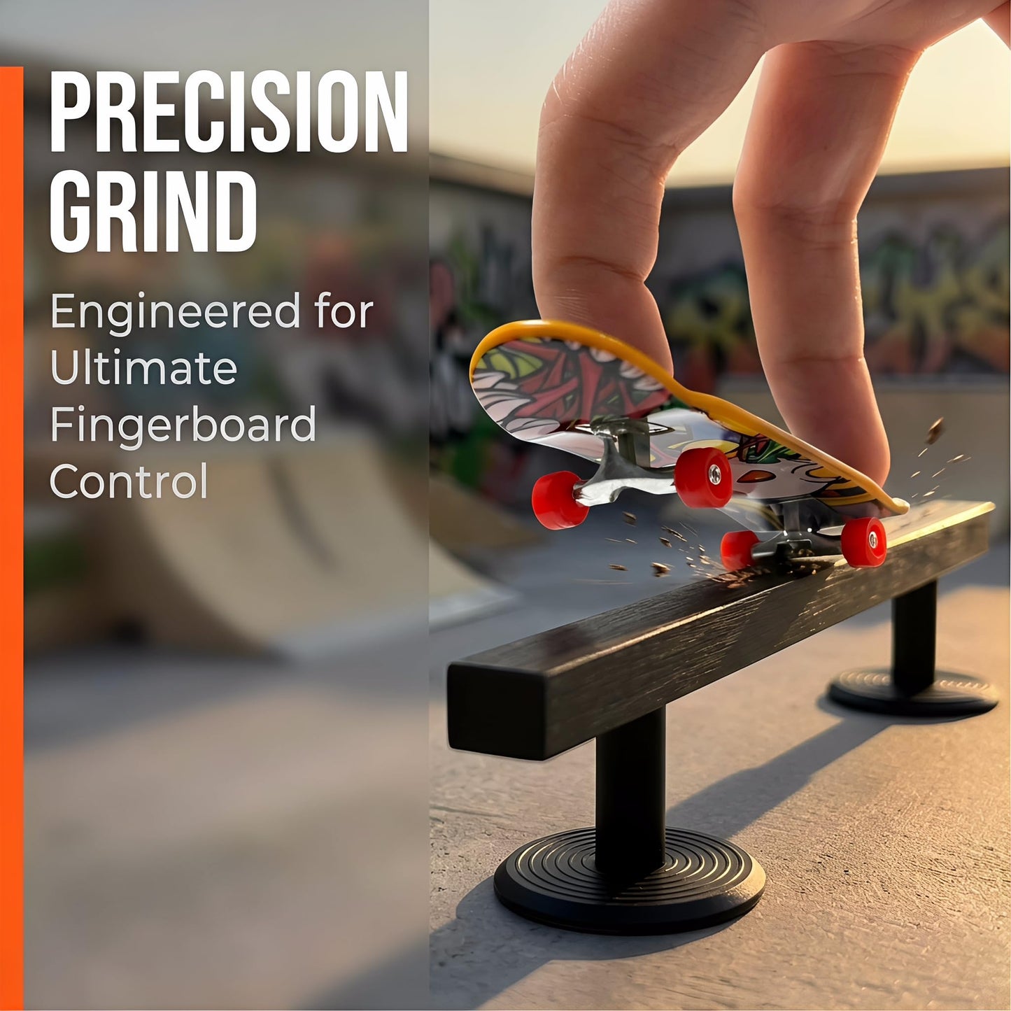 TDHRDHVC 10" Fingerboard Rail - Aluminum Alloy Obstacle with Stabilizing Discs & Non-Slip Base for DIY Skateparks, Cityscapes & Mini Ramp Builders