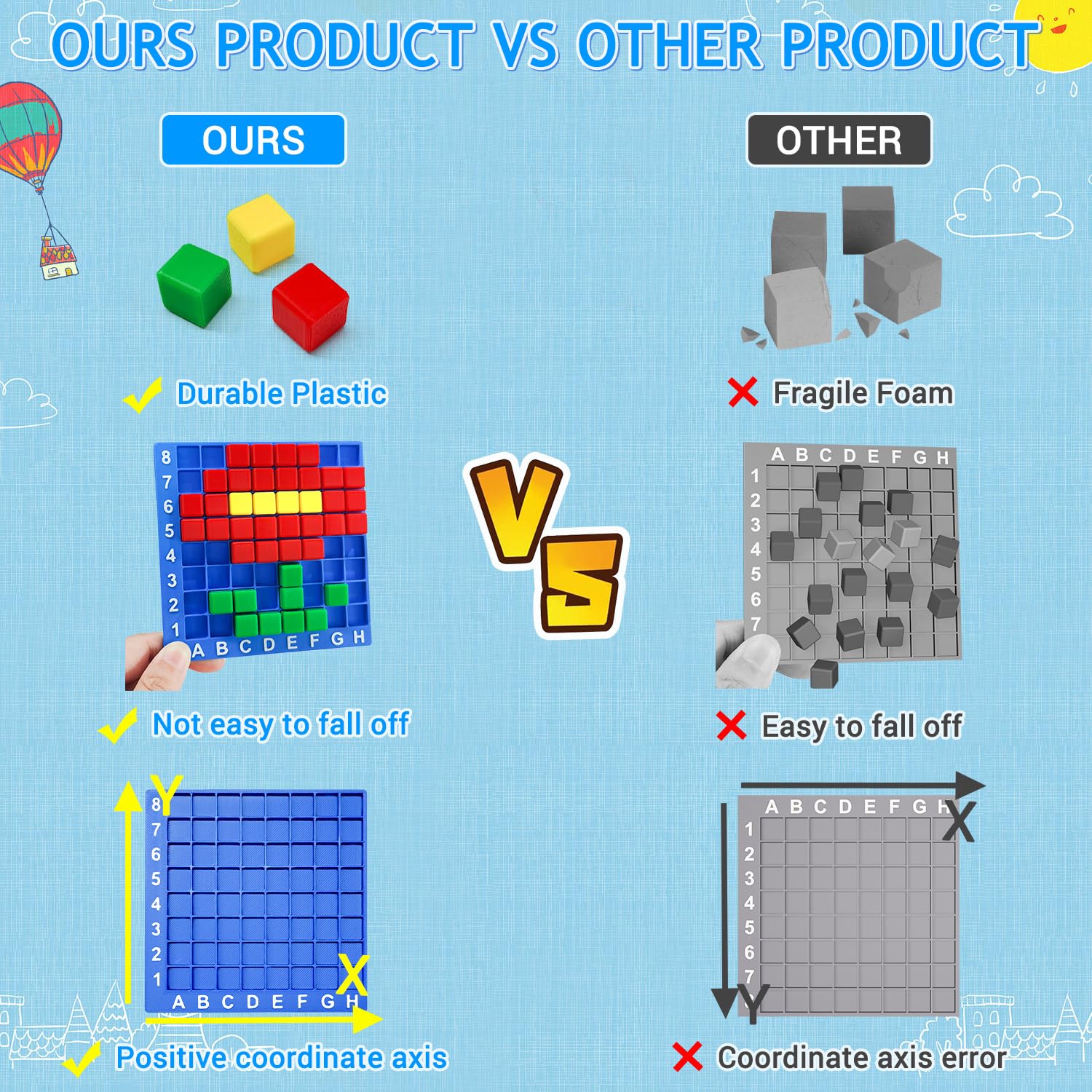 Pixel Art Craft Kits STEM Toys, Brain Teaser Games, Kindergarten Game, Back to School, Encourages Hands-on STEM-Based Play Craft Gifts for Age 5+