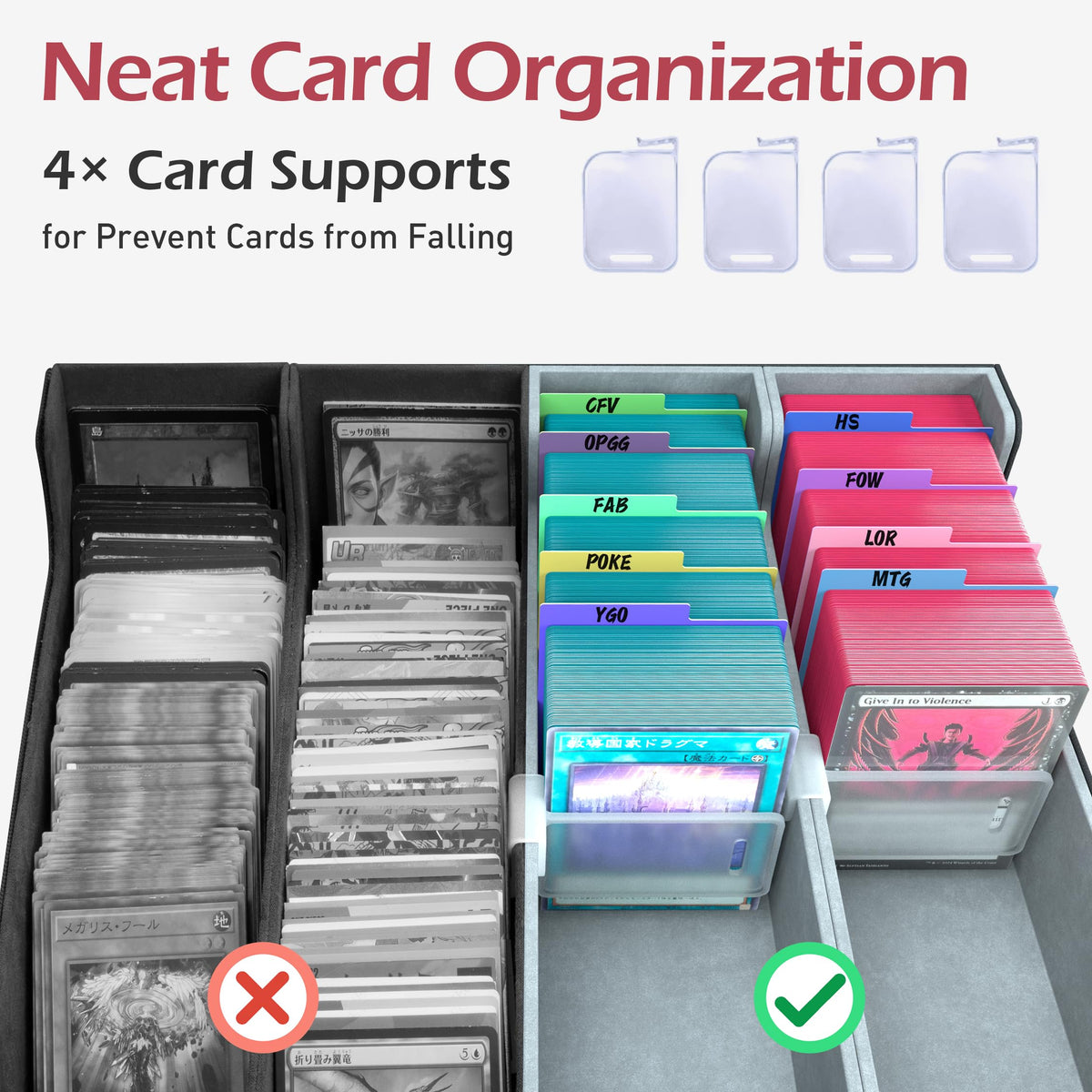 ENTUMO 4-Row?3200+? Trading Card Storage Box, Card Organizer Holder with 24 Dividers, Case Fit for MTG TCG Magic Commander Deck Playing Cards, Deck