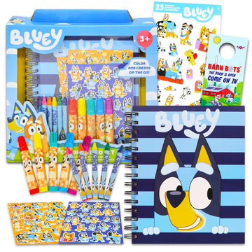 Bluey Stationery Set - Bundle Coloring Activity Book, Markers, Sketch Pages, Stickers, More for Kids, Toddlers | Bluey Art Set for Kids