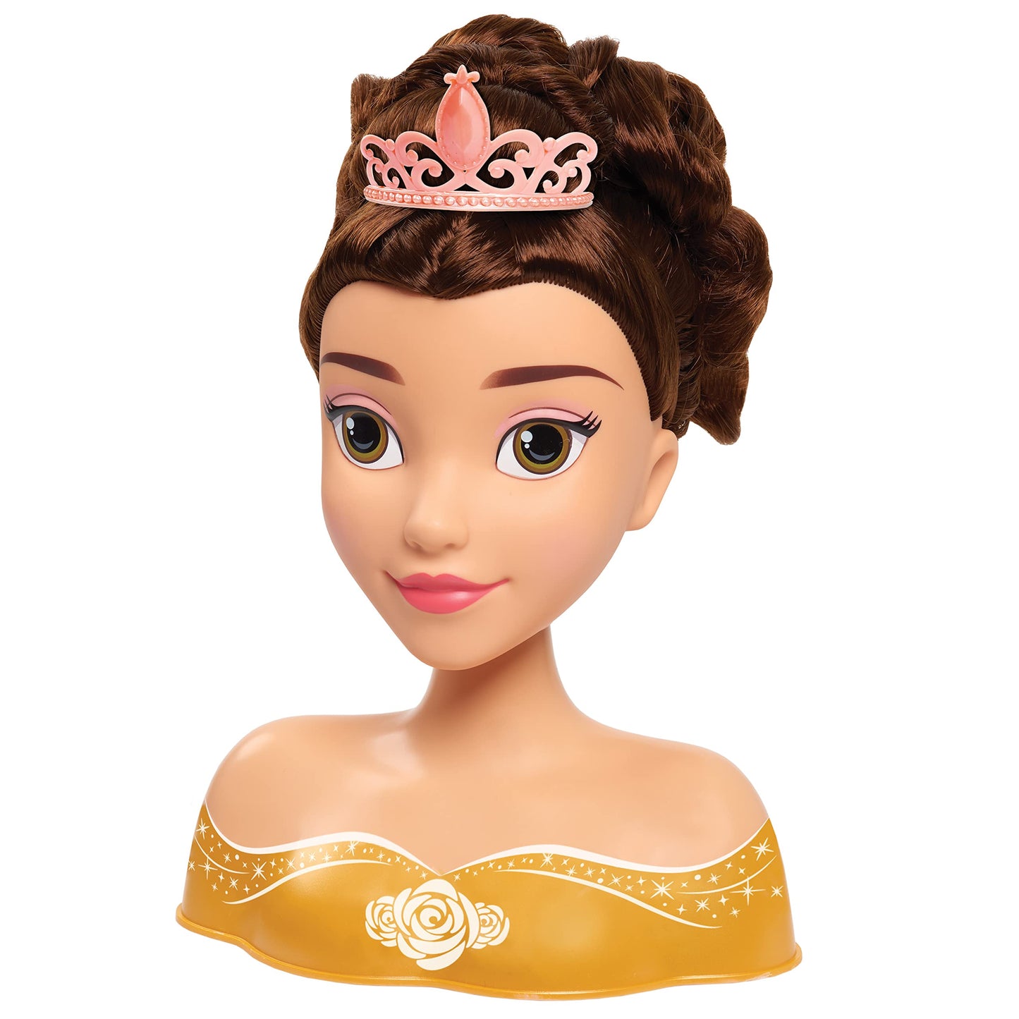 Disney Princess Belle Styling Head, Brown Hair, 10 Piece Pretend Play Set, Beauty and the Beast, Officially Licensed Kids Toys for Ages 3 Up by Just