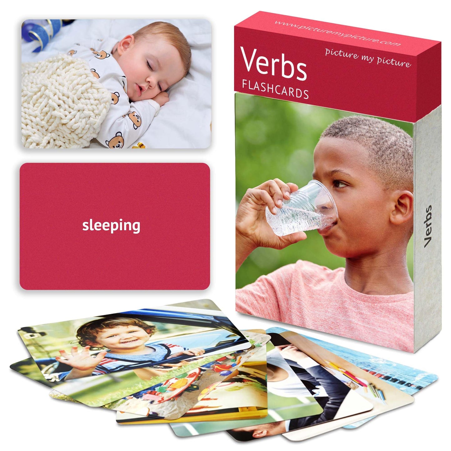Picture My Picture Verbs ABA Therapy Cards Vol 1, 40 Real Photos, Age 3+