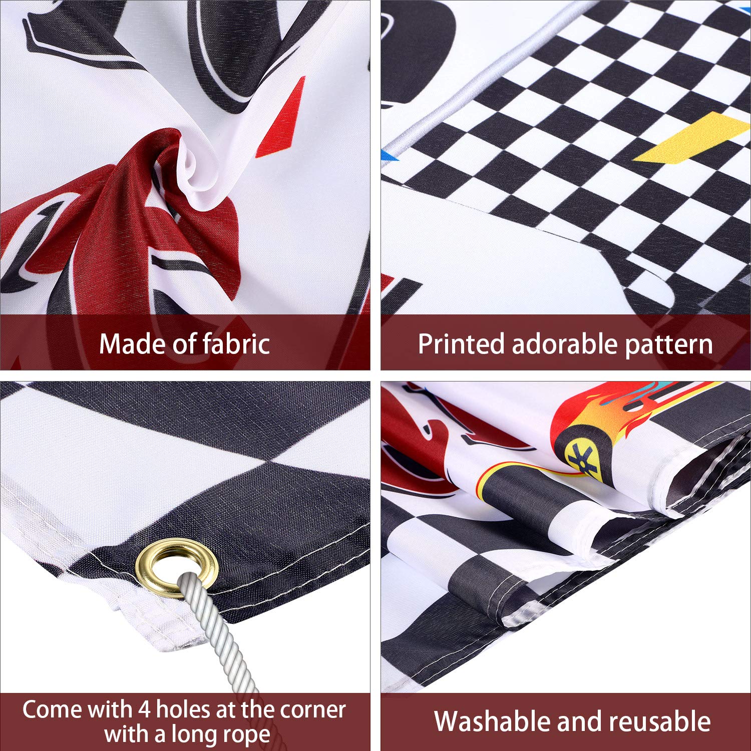 Blulu Racing Party Decorations Welcome Race Fans Banner Racing Party Suppliers Race Car Banner Garland Backdrop Photo Booth Props Car Birthday