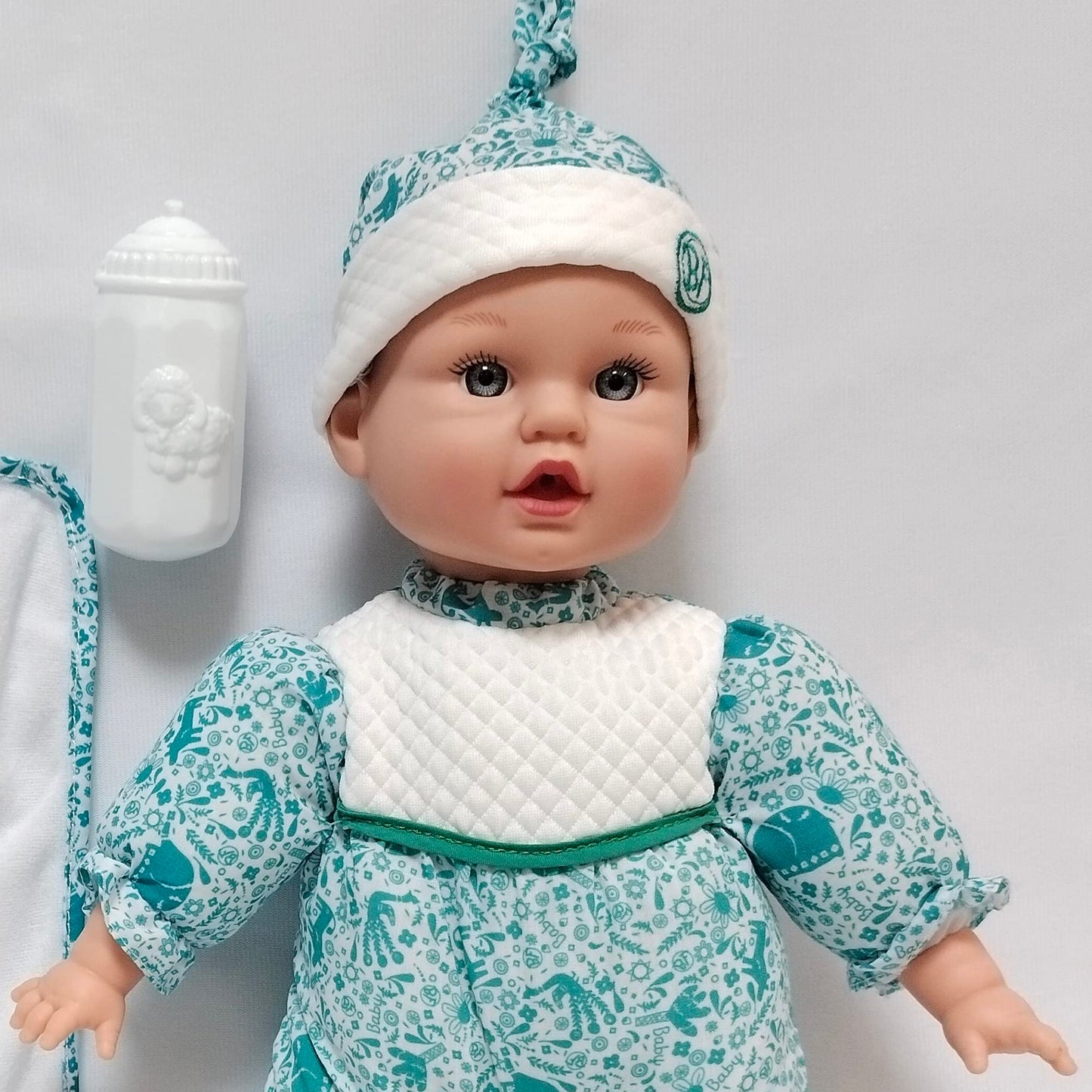 Goldberger Baby's First Baby Talker Interactive Baby Doll with Teal Outfit & Matching Cap