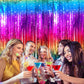 Rainbow Tinsel Foil Fringe Curtains 2 Pack Rainbow Party Decorations 3.3x6.6ft Metallic Streamers for Birthday Wedding Engagement Graduation Baby