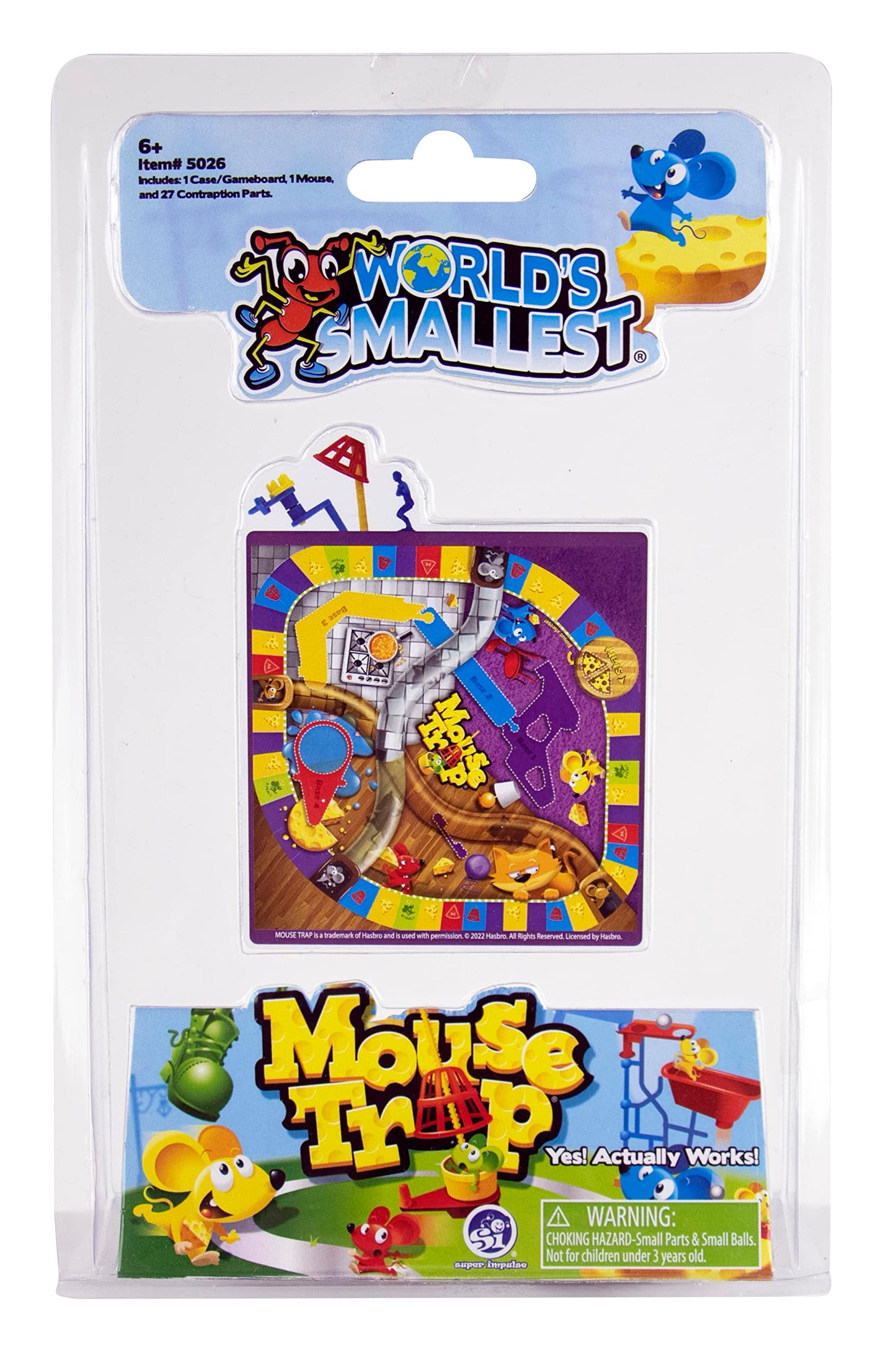 World's Smallest Mouse Trap Game, Miniature Gameboard, Mouse & 27 Parts with Pocket Sized Case, Classic Mouse Trap Game, 1-2 players, Portable Travel