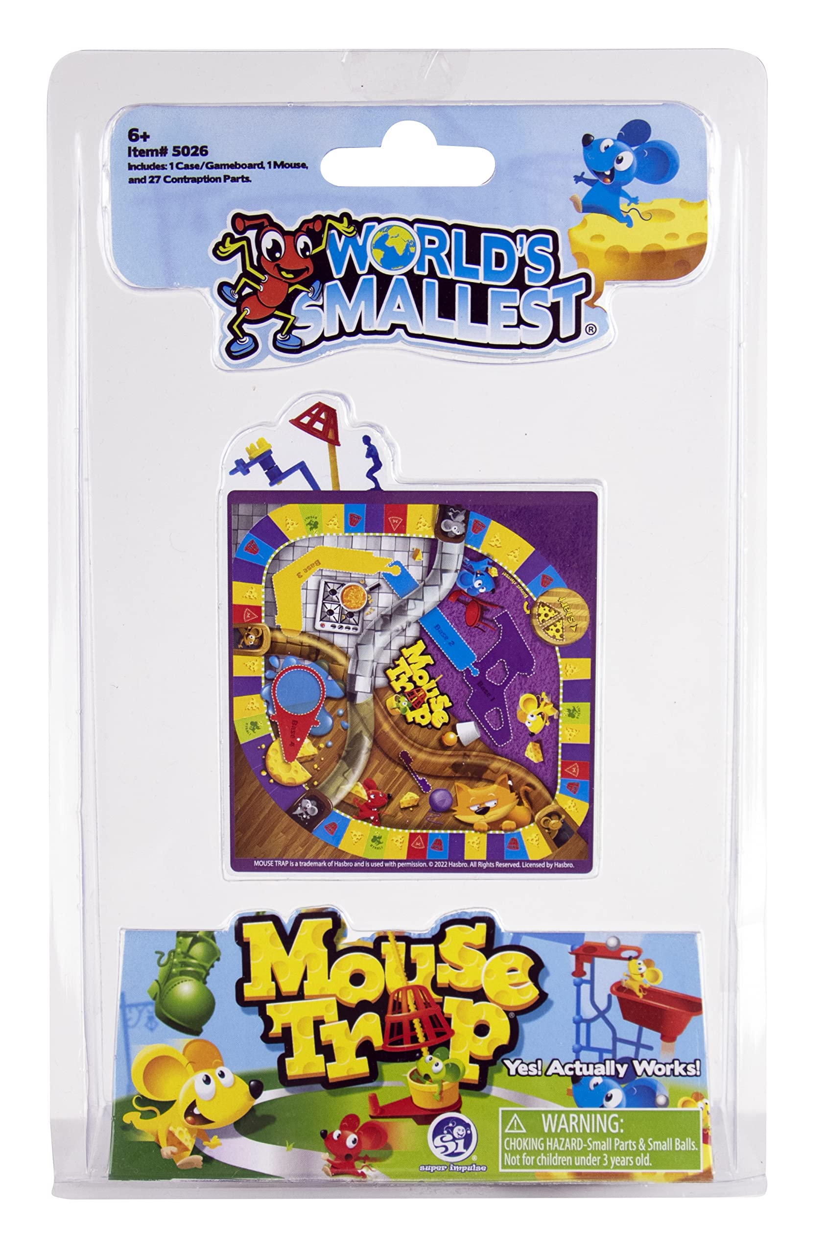 World's Smallest Mouse Trap Game, Miniature Gameboard, Mouse & 27 Parts with Pocket Sized Case, Classic Mouse Trap Game, 1-2 players, Portable Travel