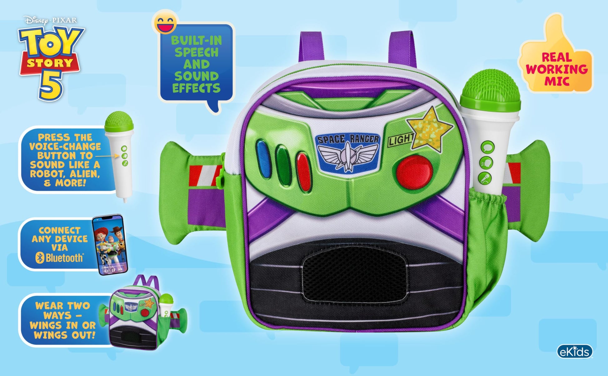 Toy Story 5 Bluetooth Jetpack Voice Changer Toy with Microphone for Kids