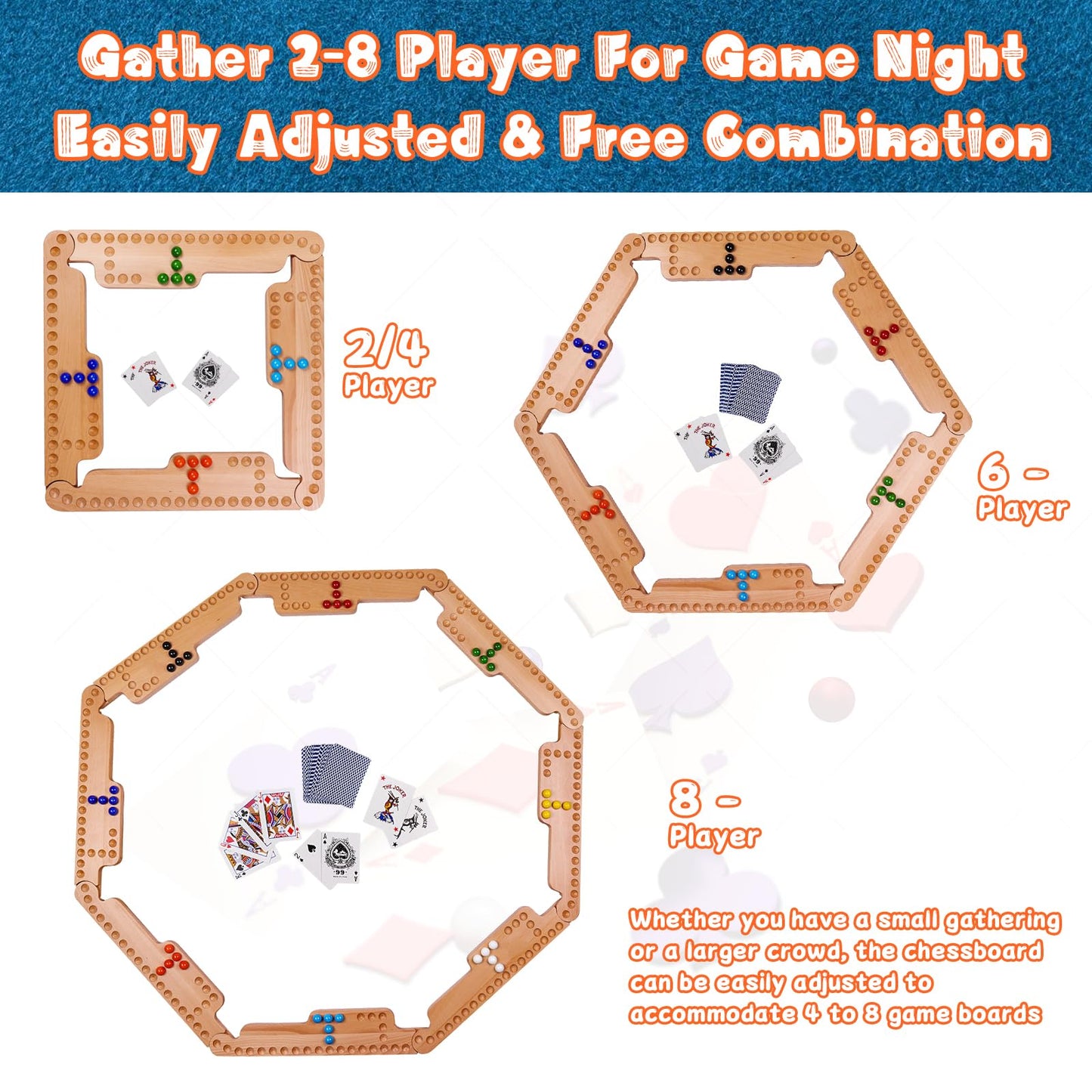Nosadi Jokers and Marbles Board Game,Real Beech Wooden Marble Game for 2-8 Player,Best Family Board Game for Game Nights,Holidays and Casual Social