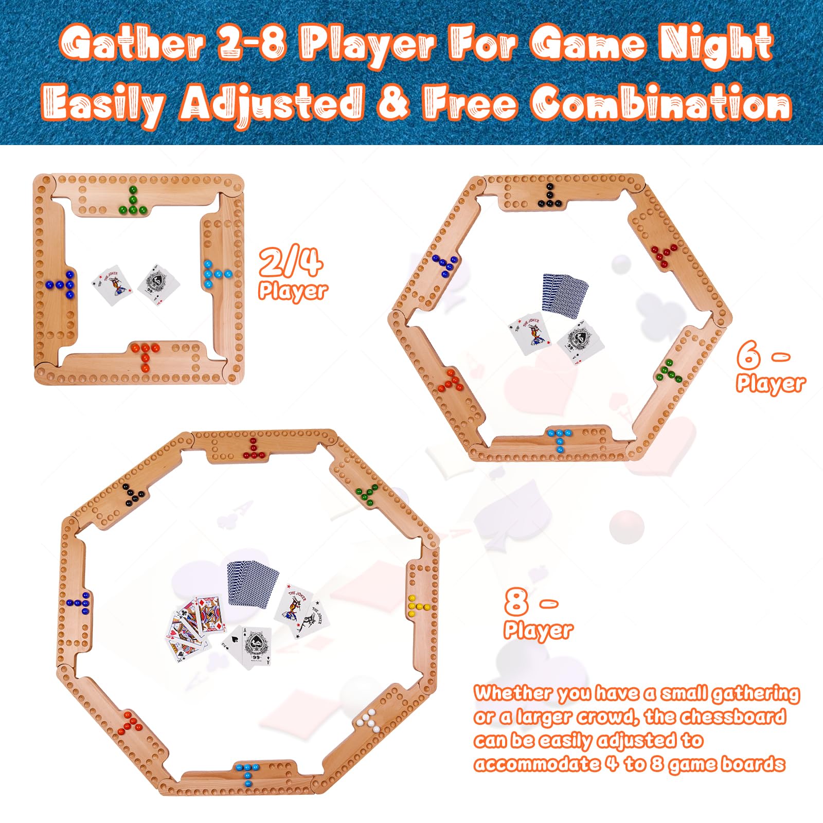 Nosadi Jokers and Marbles Board Game,Real Beech Wooden Marble Game for 2-8 Player,Best Family Board Game for Game Nights,Holidays and Casual Social