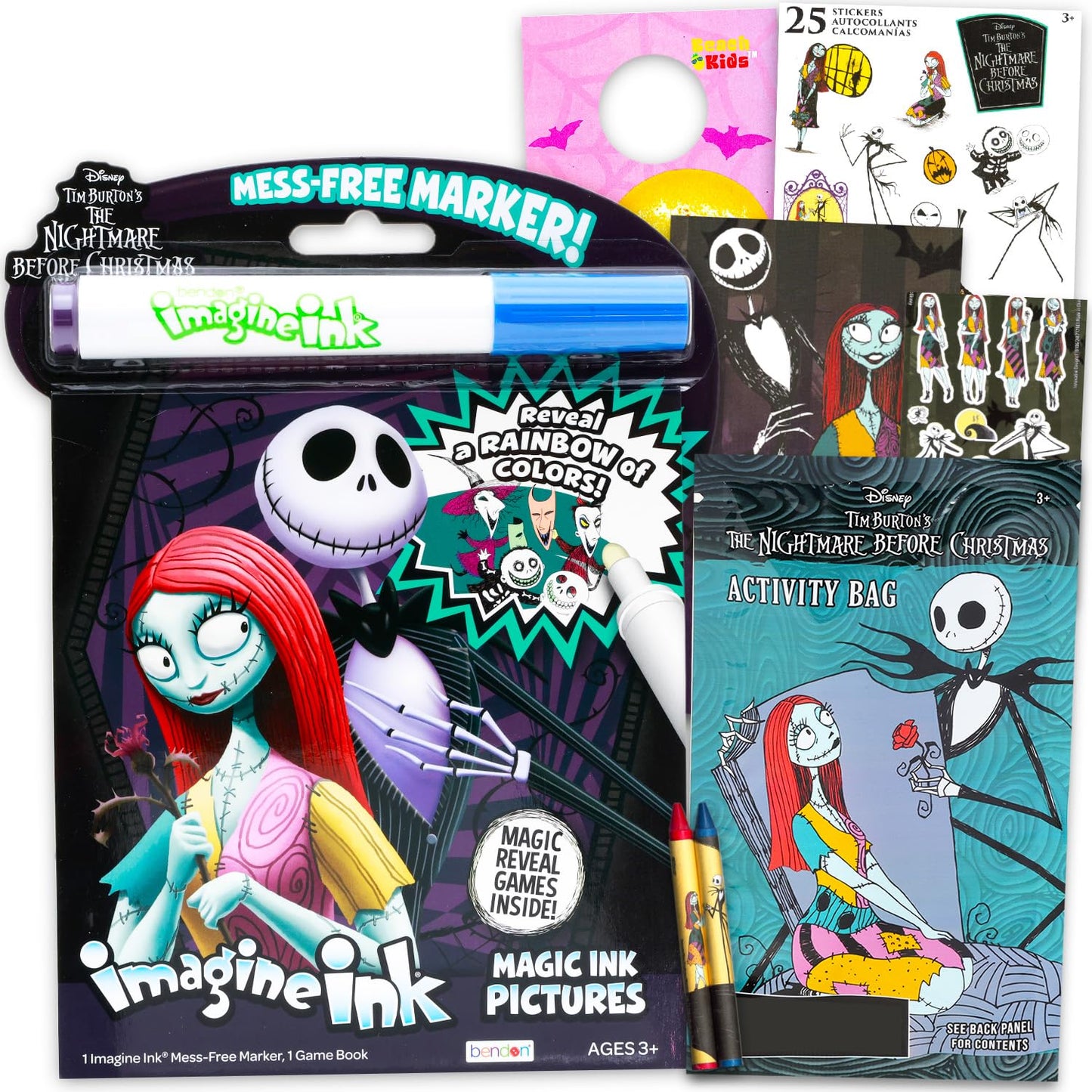 Nightmare Before Christmas Imagine Ink Coloring Book Set - Bundle with Mess Free Coloring Book, Activity Pages, Mini Play Pack, More | Nightmare