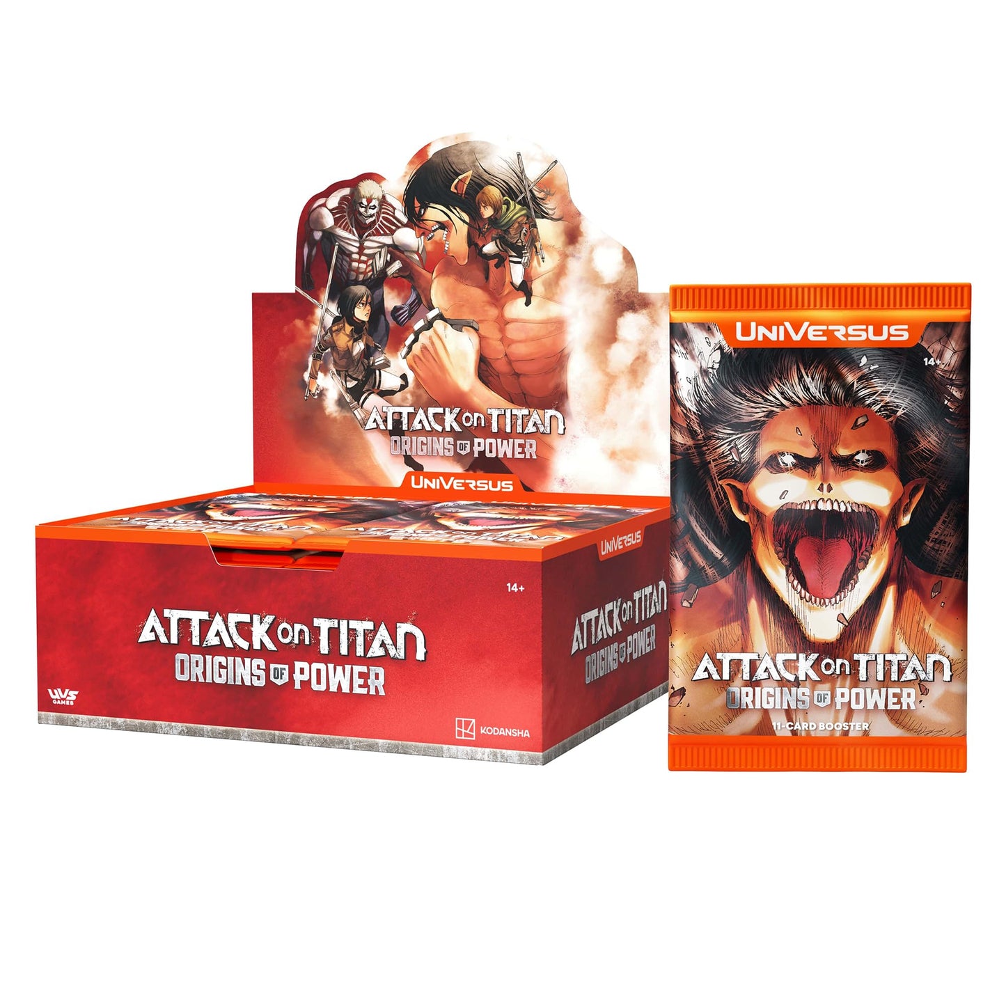 UniVersus: Attack on Titan: Origins of Power - Booster Display - Includes 24 Booster Packs (11 Cards Ea), Deck-Building Card Game, Randomly Assorted