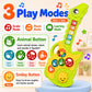 Toys for 1-3Year Old Boy Gift,2-in-1 Electric Guitars,12-18 Month with Spanish Animal Sound and Light Dinosaur Musical Guitar Piano Toys,Learning