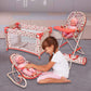 Floral Baby Doll Accessories Set, 3-1 Baby Doll Crib, Baby Doll High Chair & Bouncer Seat. 18 inch Doll Accessories with Doll Bed. 18" Dolls Furniture