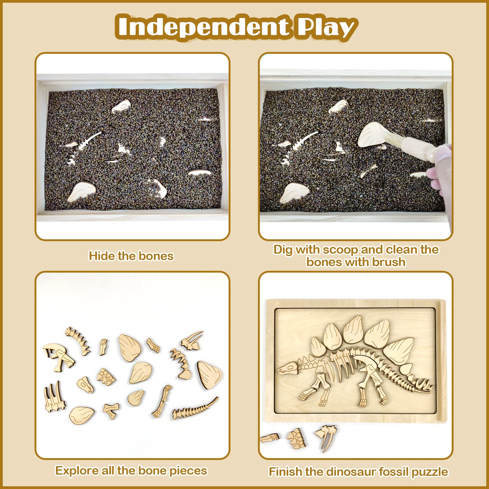 Dinosaur Excavation Archaeology Dig Kit for Kids, Fossil Explore Sensory Bin Toys, Dino Skeletons Bones Puzzle Game, Archaeology Science STEM Toys