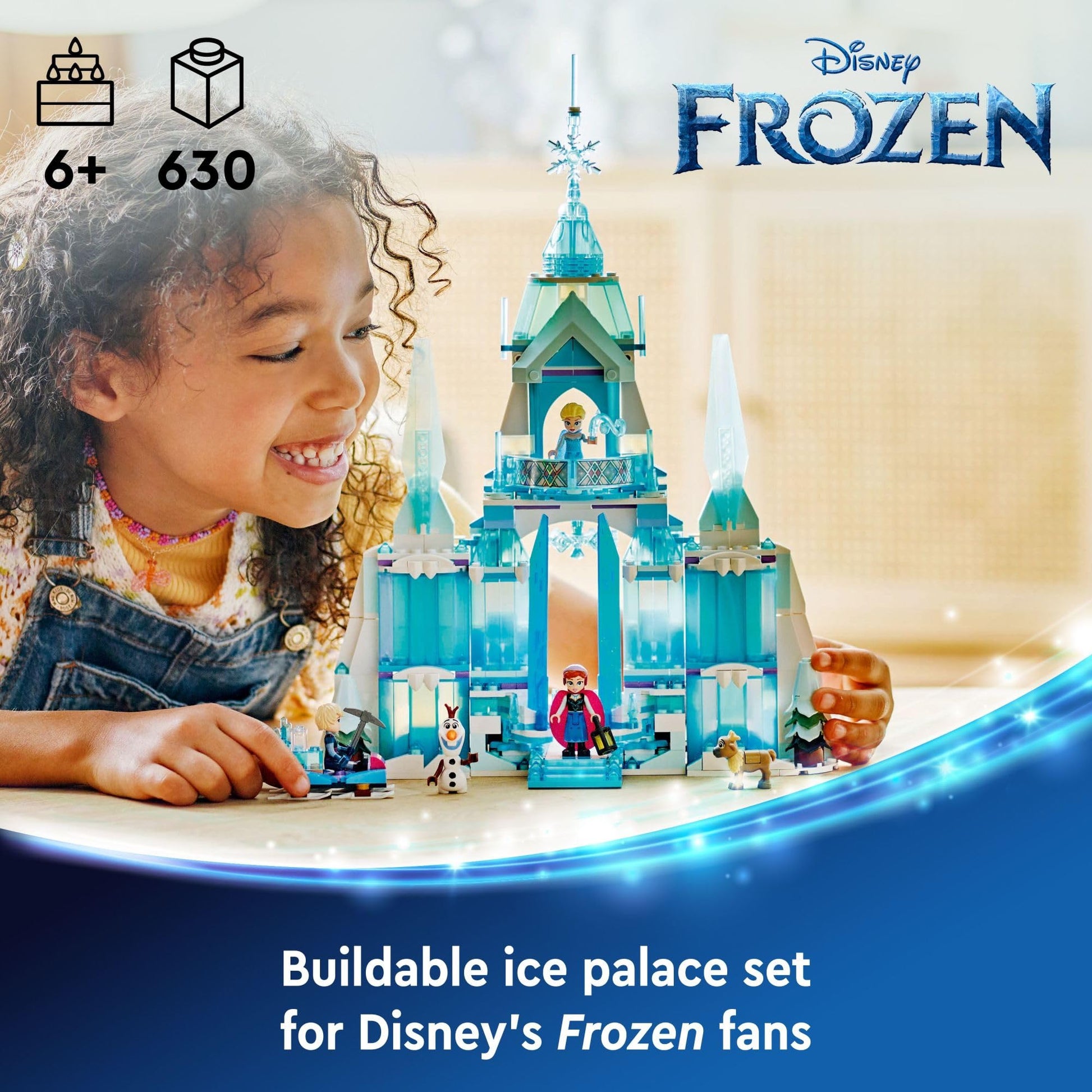 LEGO Disney Frozen Elsa’s Ice Palace Building Set for Kids, Princess Castle with Anna and Elsa Mini-Doll Figures, Disney Princess Toy Gift Idea for
