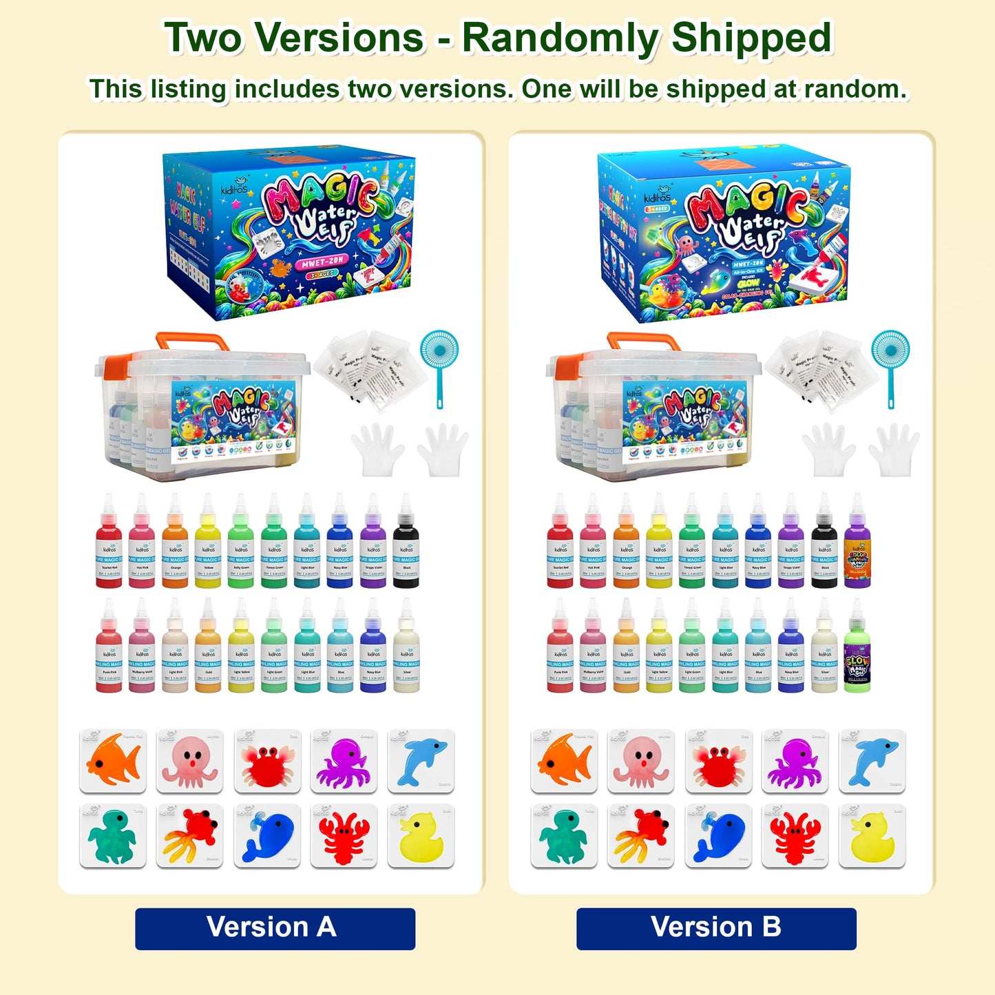 Kiditos Magic Water Elf Toy Kit - Squishies for Kids, 20 Gels & 10 Molds, Magic Gel Water Pets Sensory DIY Craft Kit, Party Favors & Summer Gifts