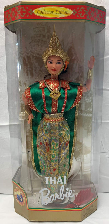 Barbie Year 1997 Collector Edition Dolls of The World 12 Inch Doll - Thai with Thailand Traditional Outfits, Cape, Jewelry, Headpiece, Hairbrush and