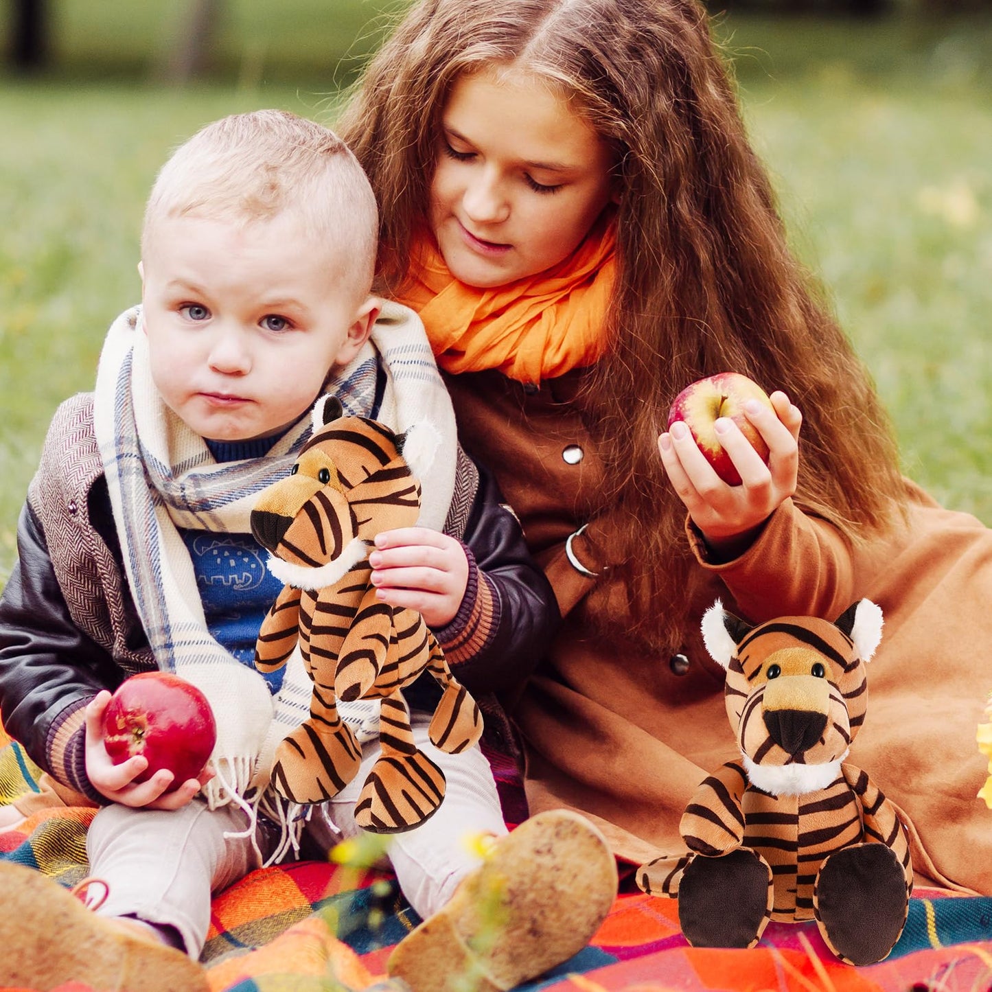 6 Pcs Safari Stuffed Animals Bulk Lion Elephant Monkey Tiger Toy Plush Zoo Animals Junble for Boy Girl Gift Animal Themed Parties Baby Shower
