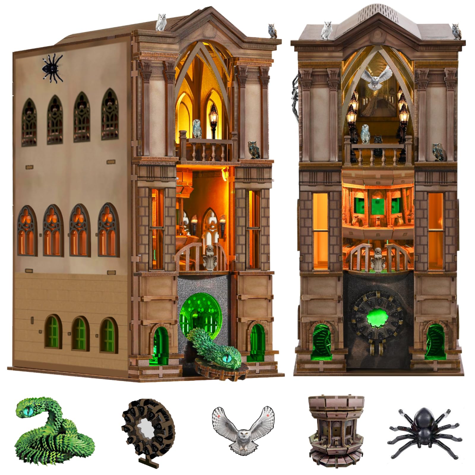 NookMaster Book Nook Kit - 3D Wooden Puzzle with Interactive LED Lights, Magic Castle DIY Miniature Decor for Adults & Teens, Enchanting Storytelling