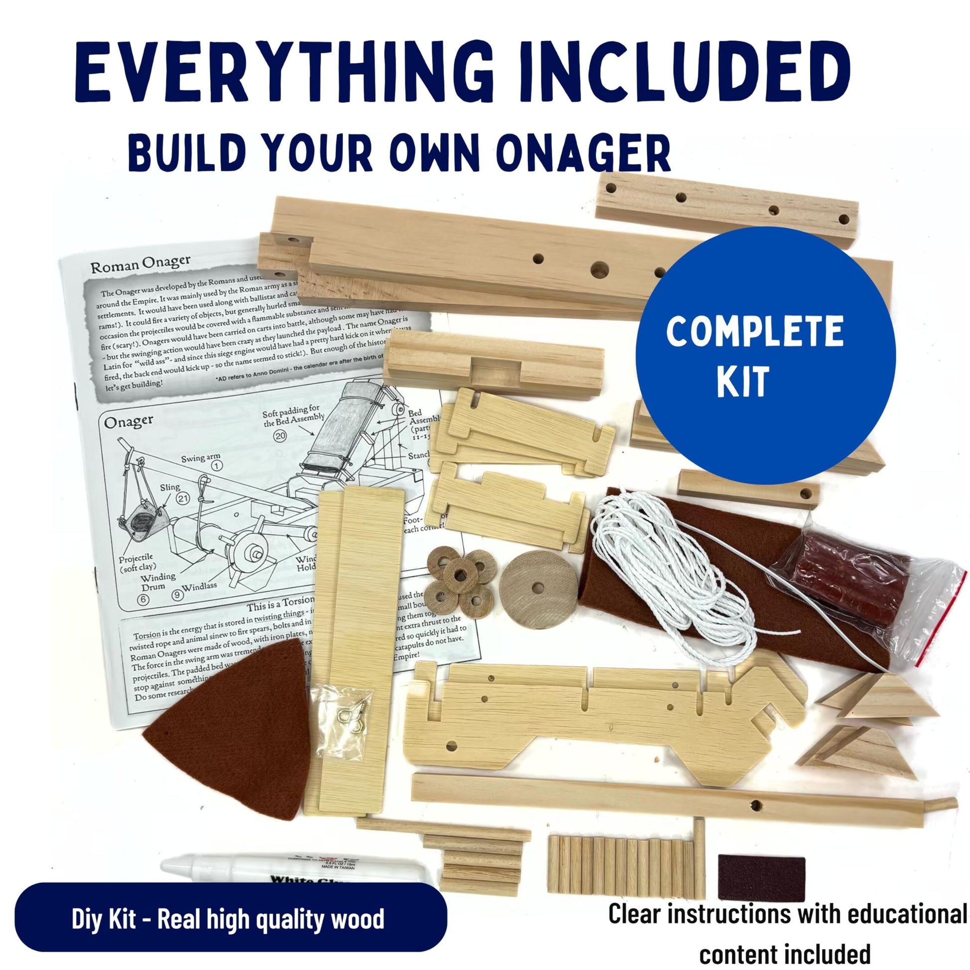 Pathfinders STEM Kit - Medieval Onager Catapult | Build Your Own Working Siege Engine | Wooden Model Kit for Teens and Adults | Educational STEM
