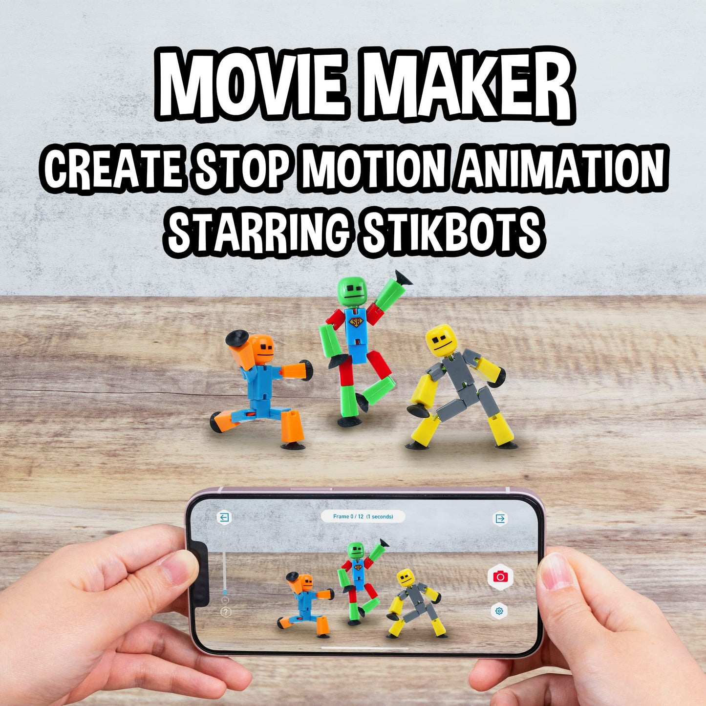 Zing Stikbot 6 Pack, Set of 6 Stikbot Collectable Action Figures, Create Stop Motion Animation (Styles May Vary)