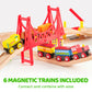 110PCS Wooden Train Set - Toy Magnetic Trains with Wooden Track Set for Kids Ages 3-8, City Scene Railway Set, Perfect Easter Birthday Gift